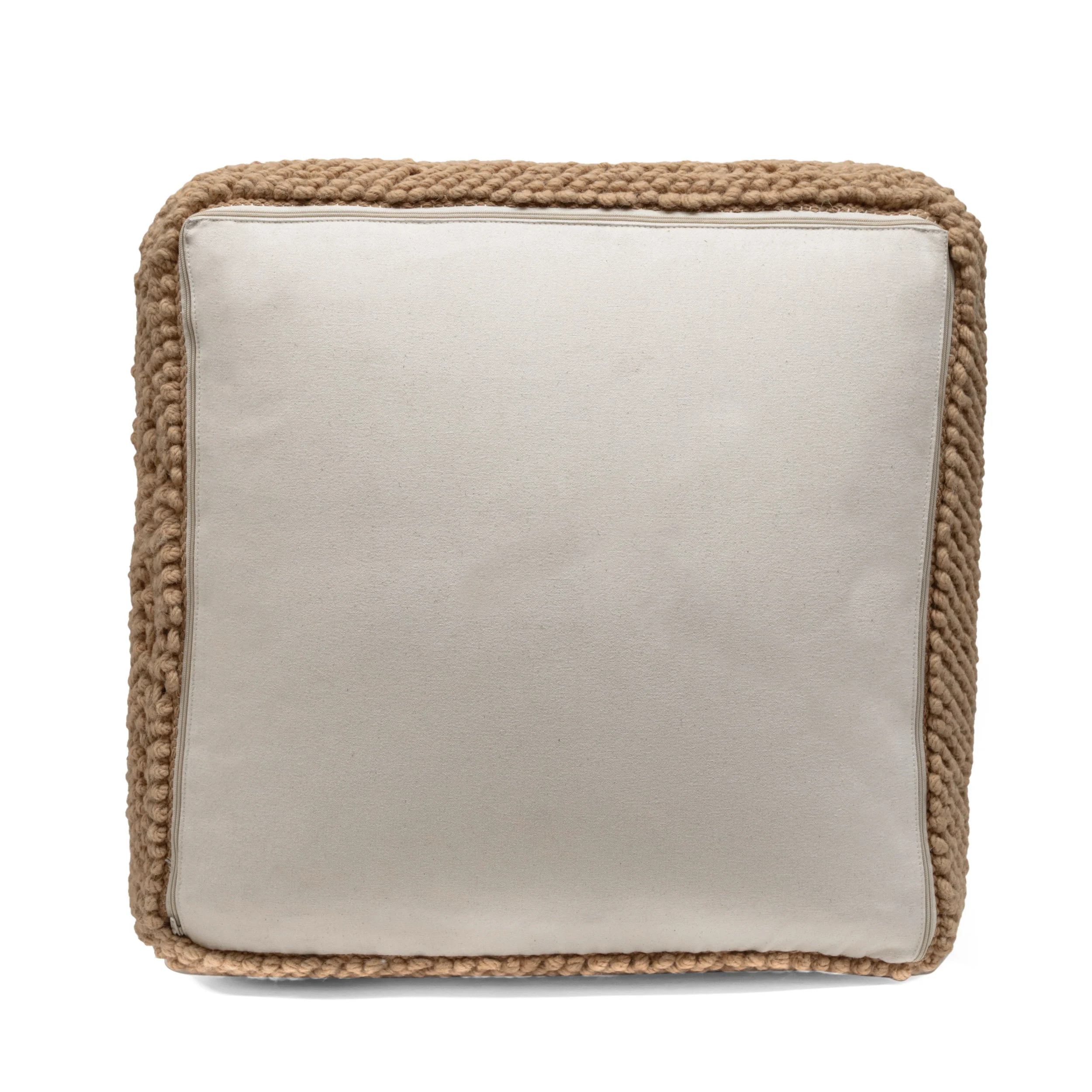 Wilsey Boho Handcrafted Tufted Fabric Square Pouf - furnishings