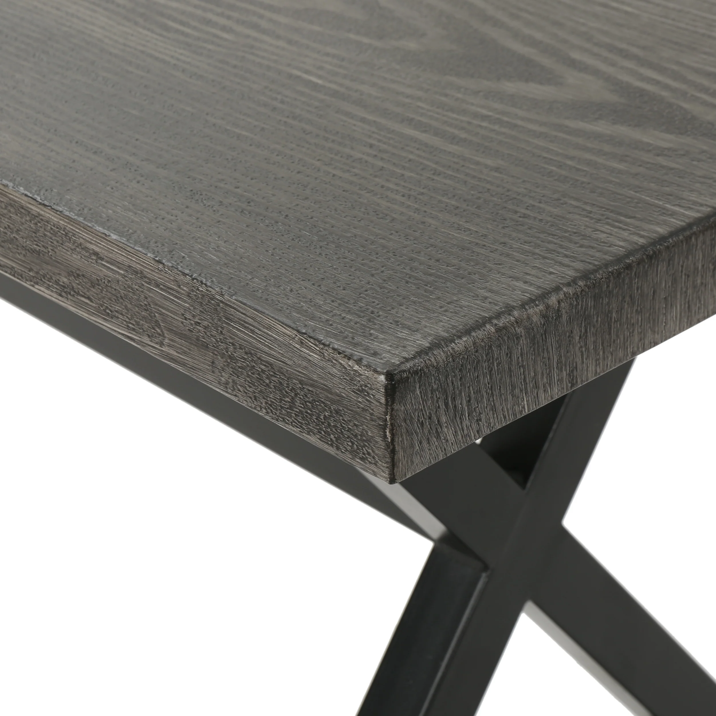 Rosarito Outdoor Aluminum Dining Bench with Black Steel Frame - furnishings