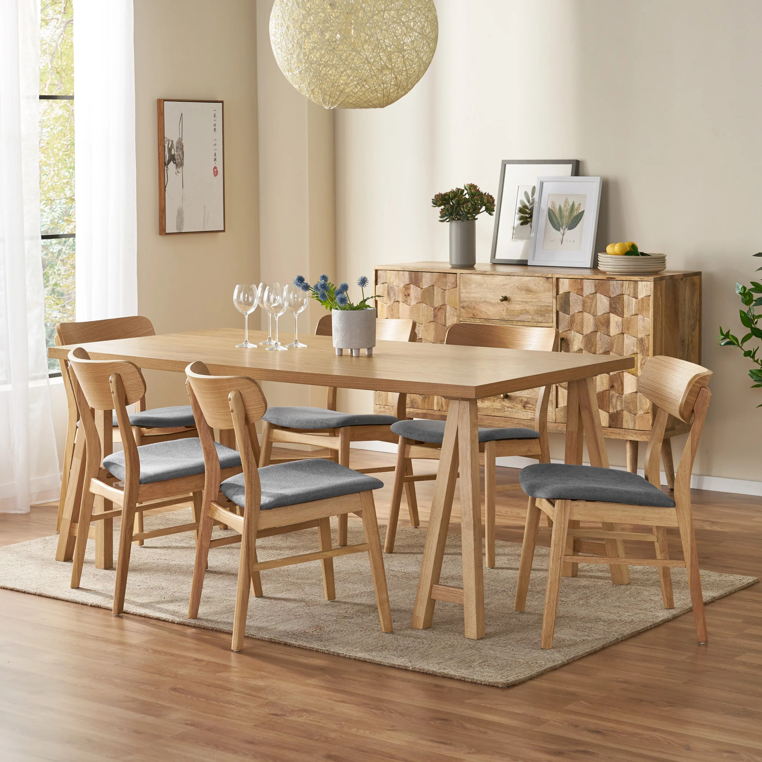 Alexis Mid-Century Modern 7 Piece Dining Set - furnishings