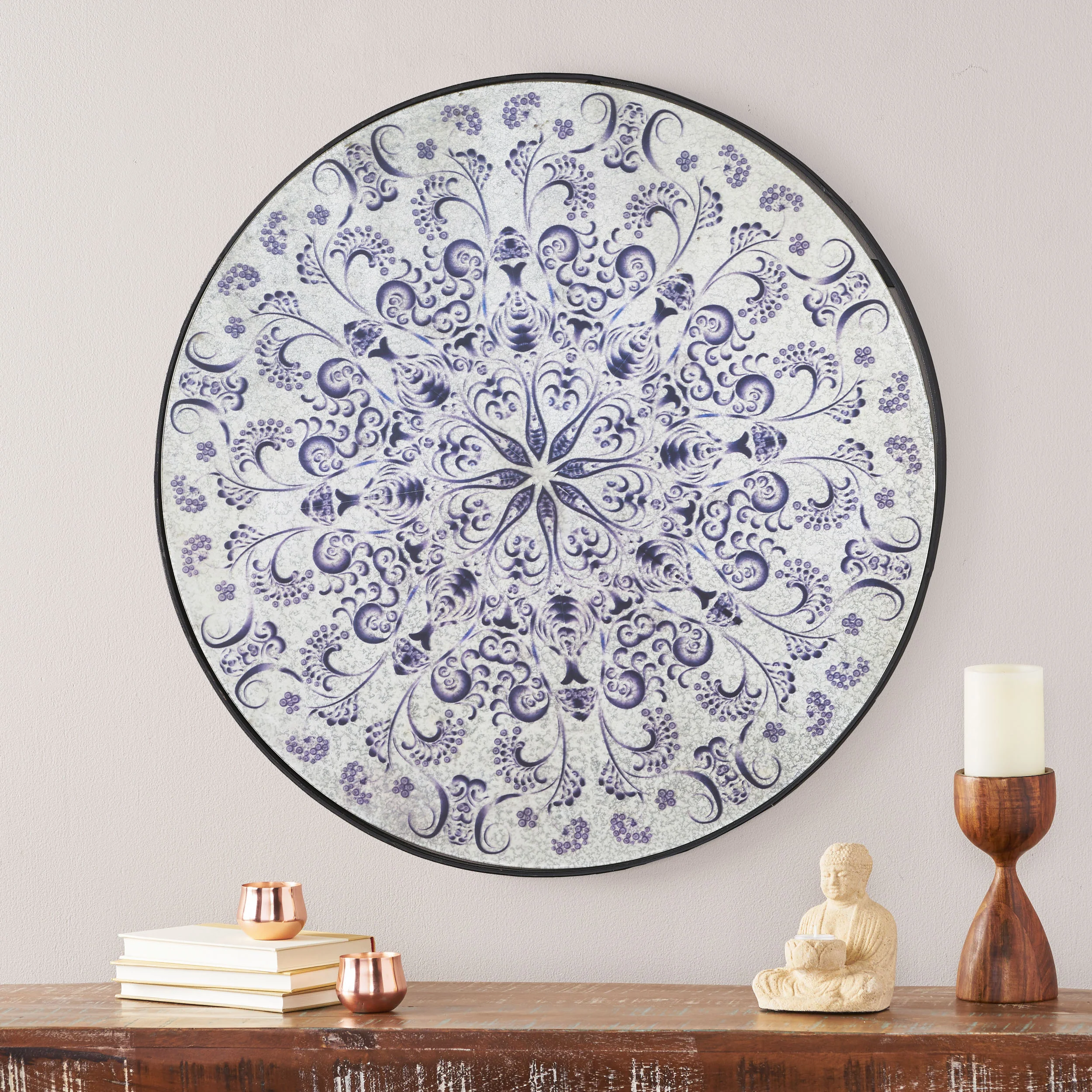 Georgia Antique Round Mandala Mirror - furnishings