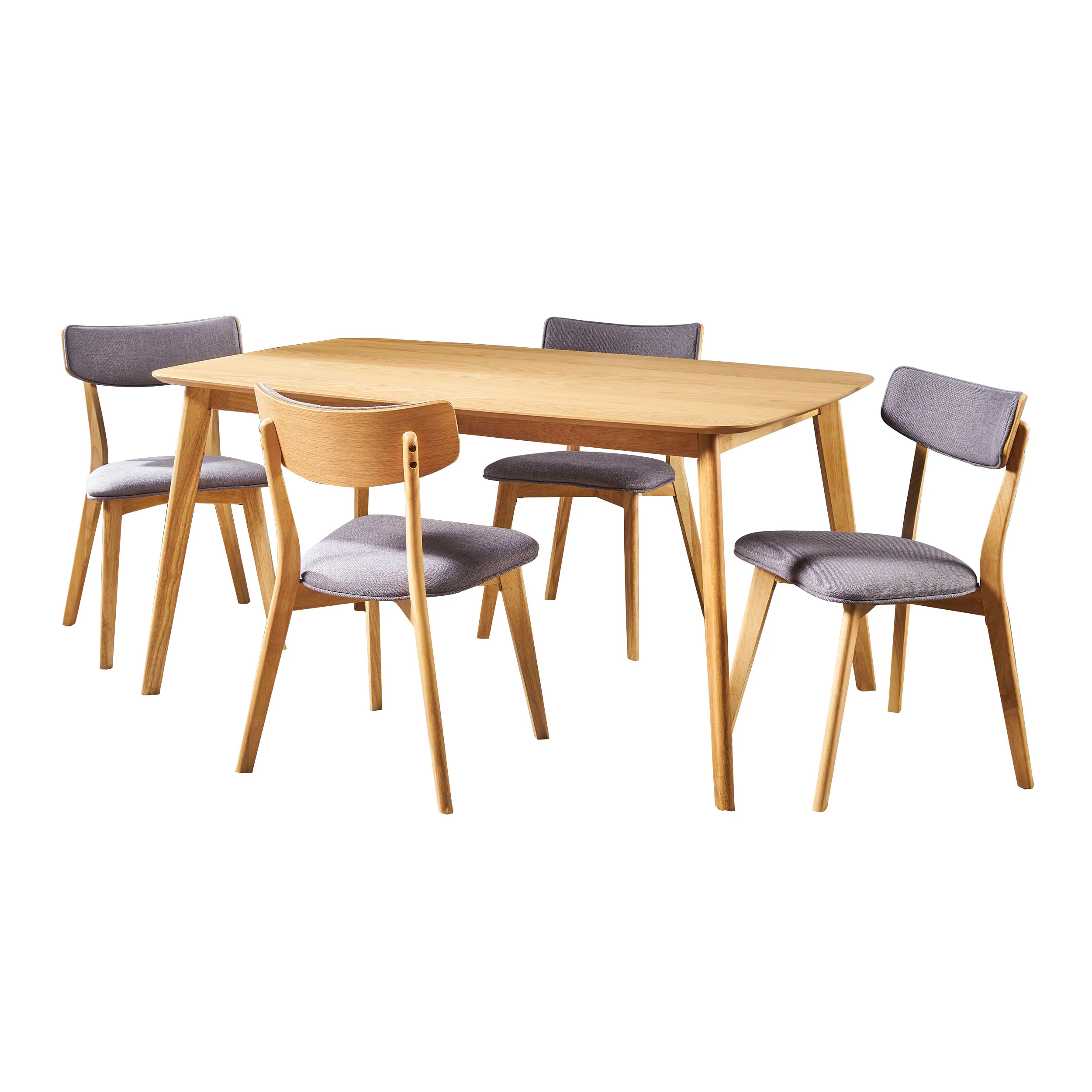 Aman Mid Century Natural Oak Finished 5 PC Dining Set - furnishings