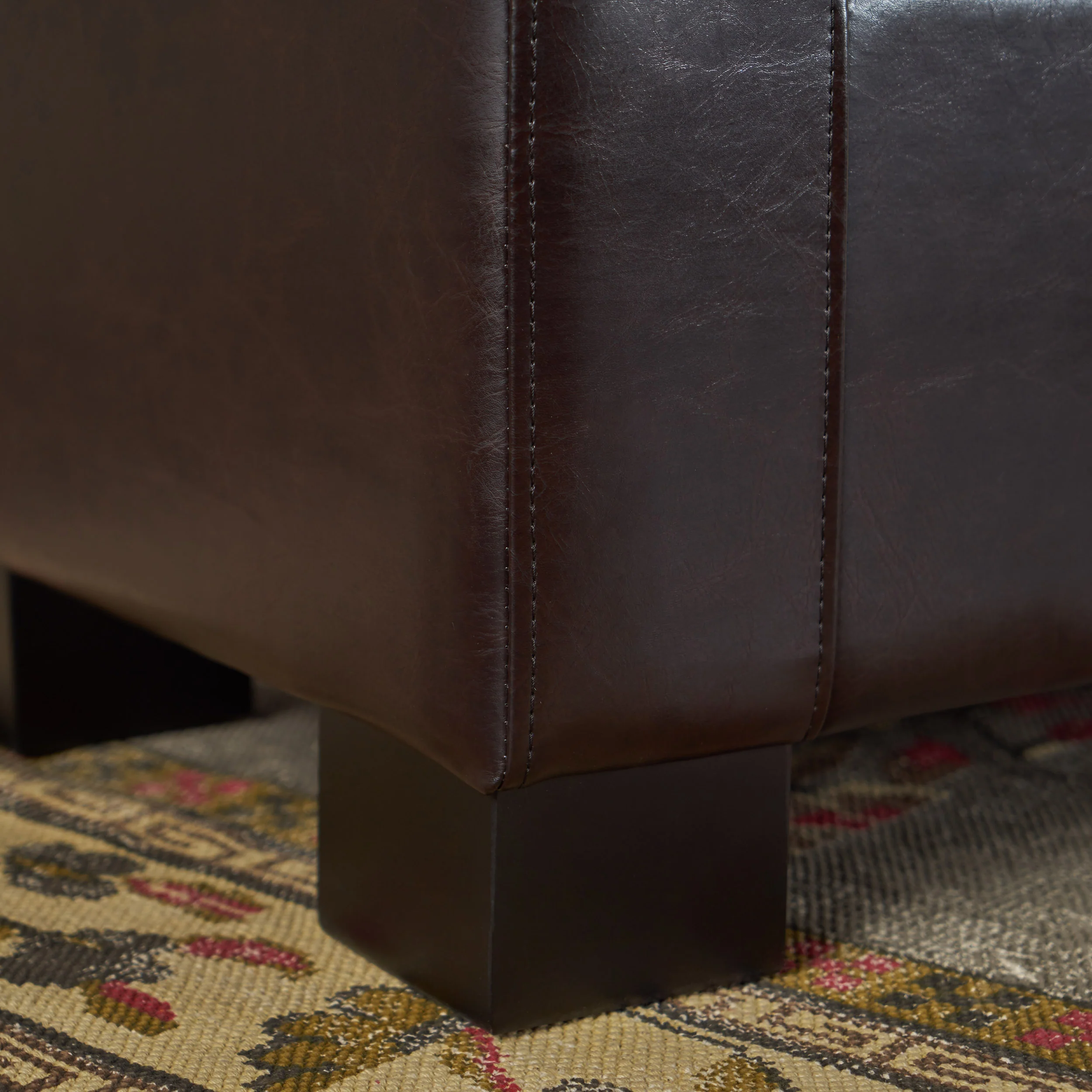 Rothwell Contemporary Tufted Bonded Leather Storage Ottoman Bench - furnishings