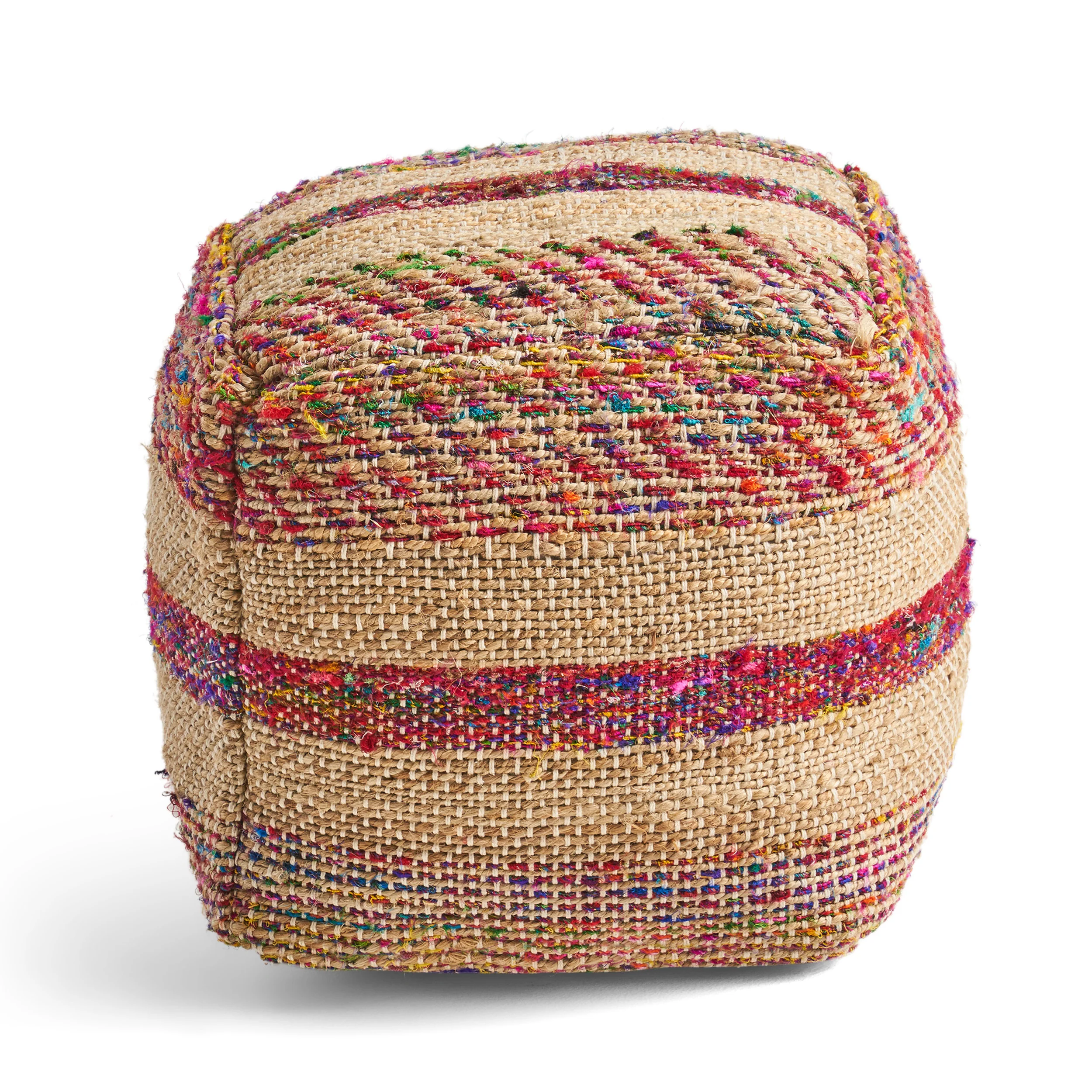 Sofija Boho Hemp Silk and Cotton Ottoman Pouf - furnishings