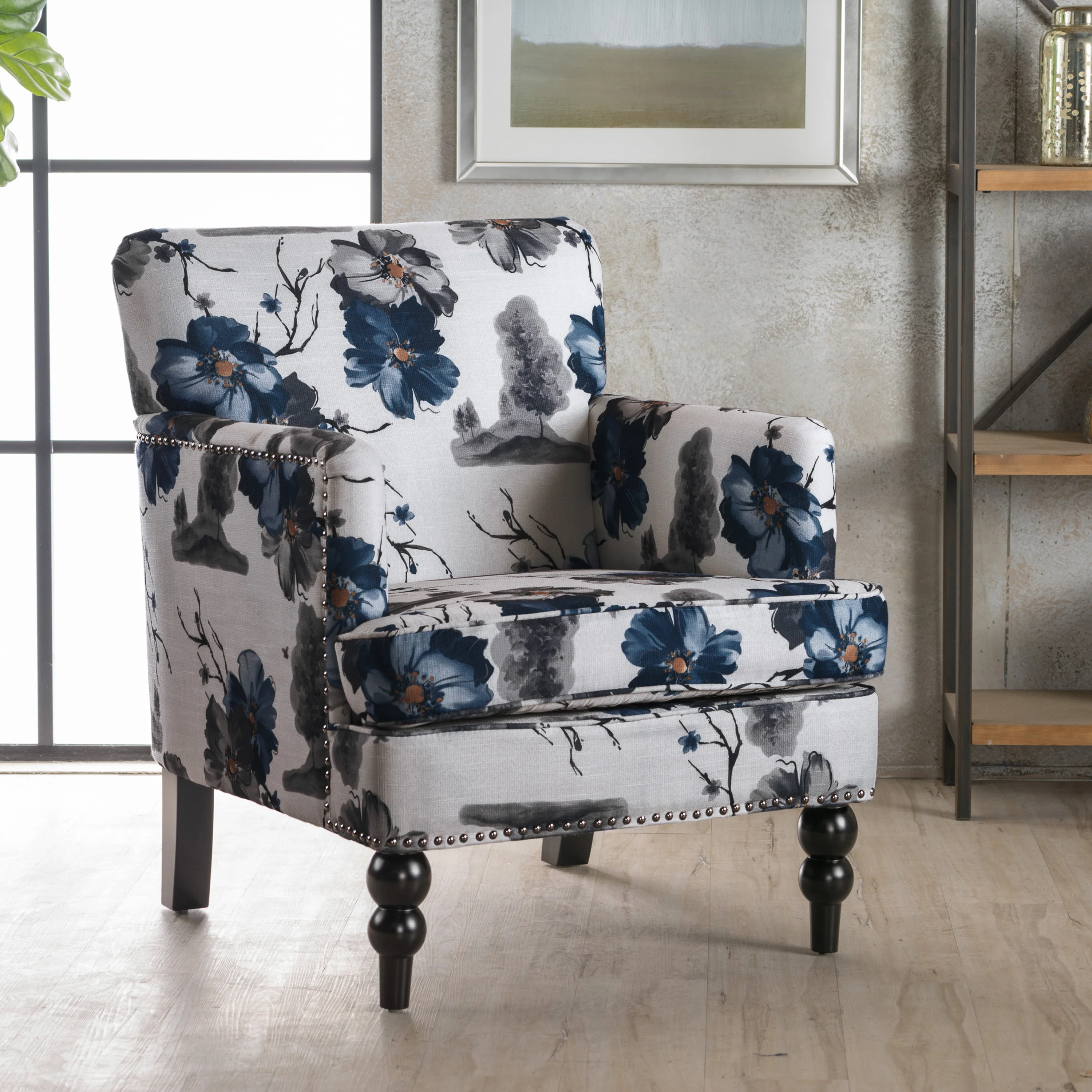 Manon Floral Print Fabric Club Chair - furnishings