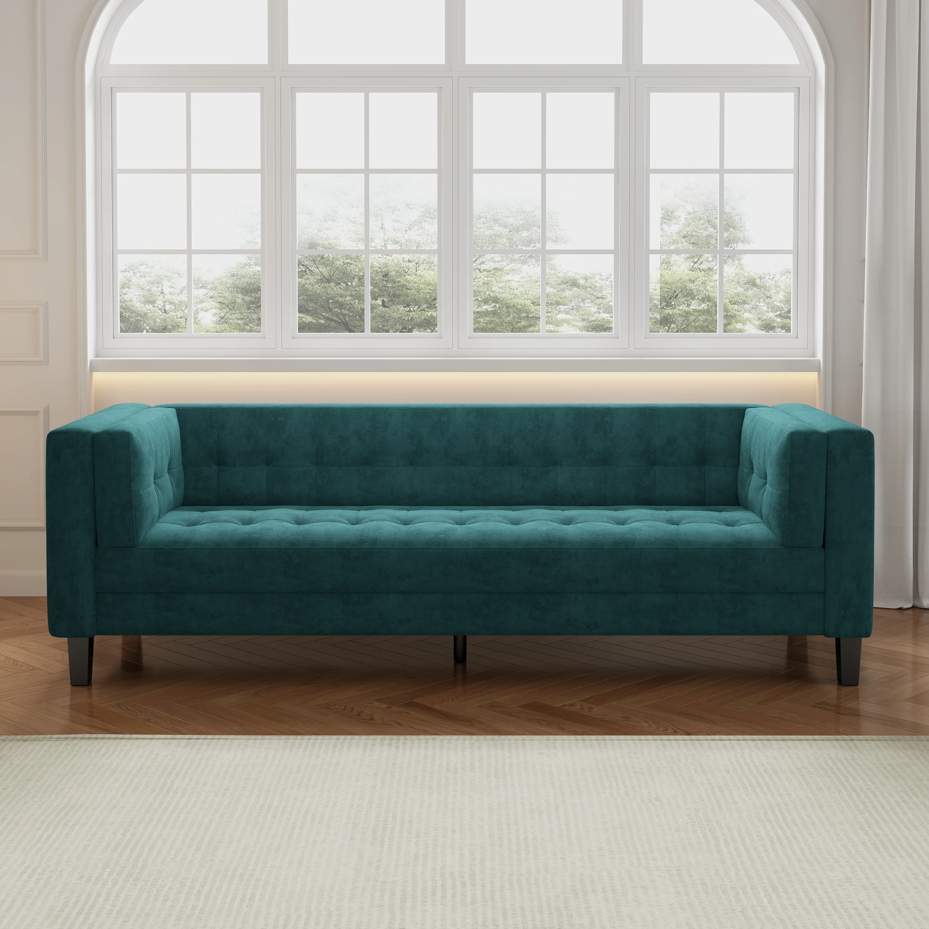 Sororia Velvet 3-Seater Low Profile Sofa - furnishings