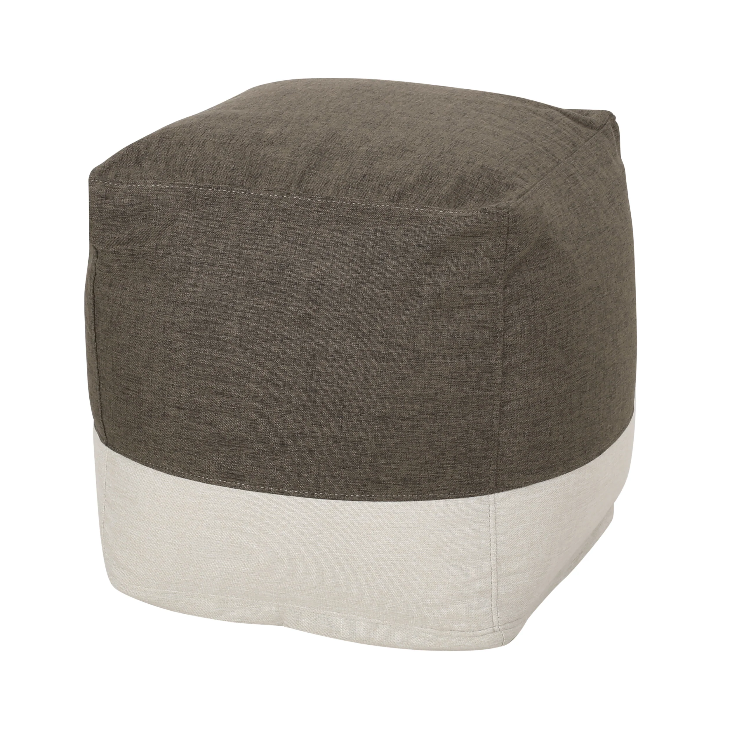 Punjab Tattnall Contemporary Two Tone Fabric Cube Pouf - furnishings