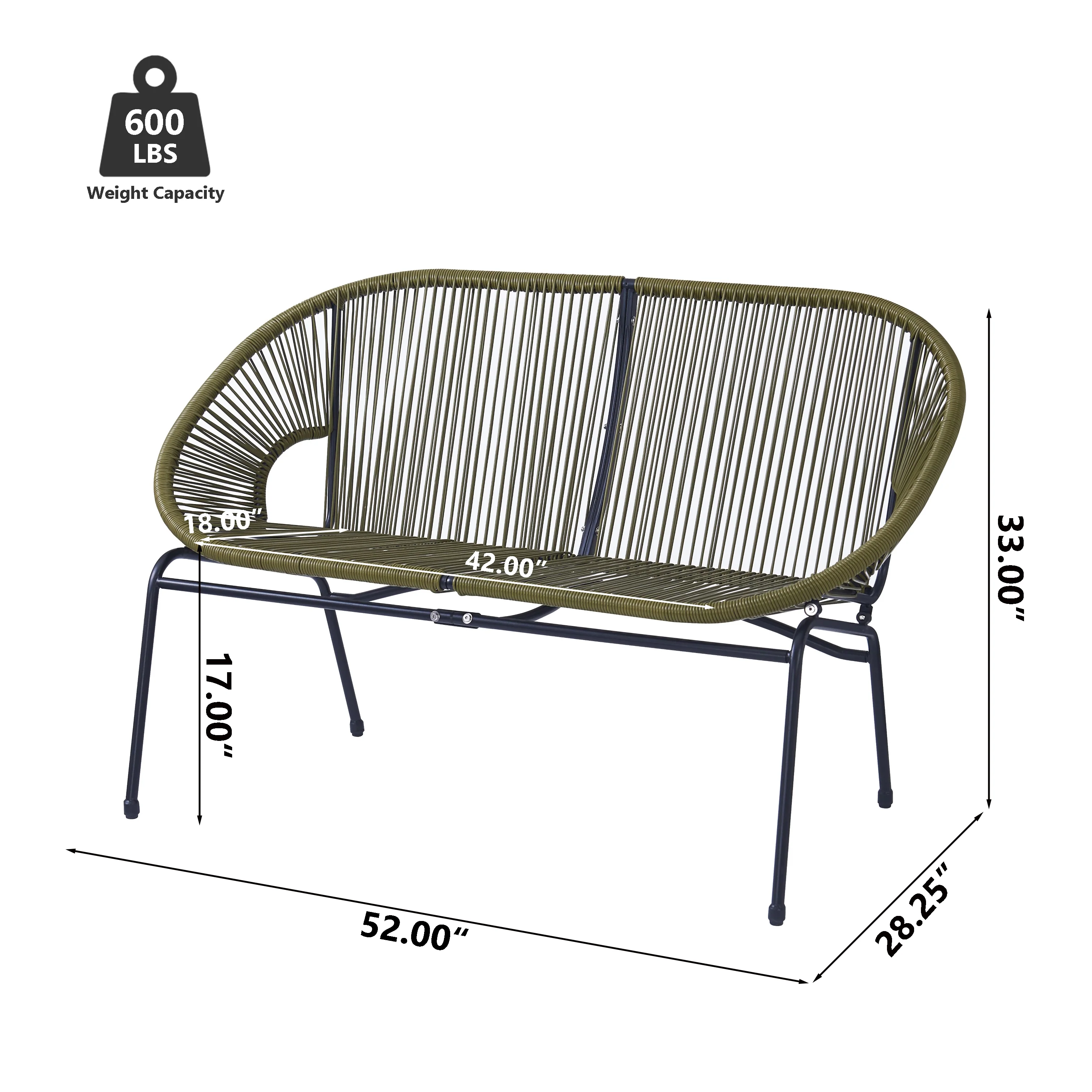 Maeliss 2-Person Faux Rattan Outdoor Patio Bench - furnishings
