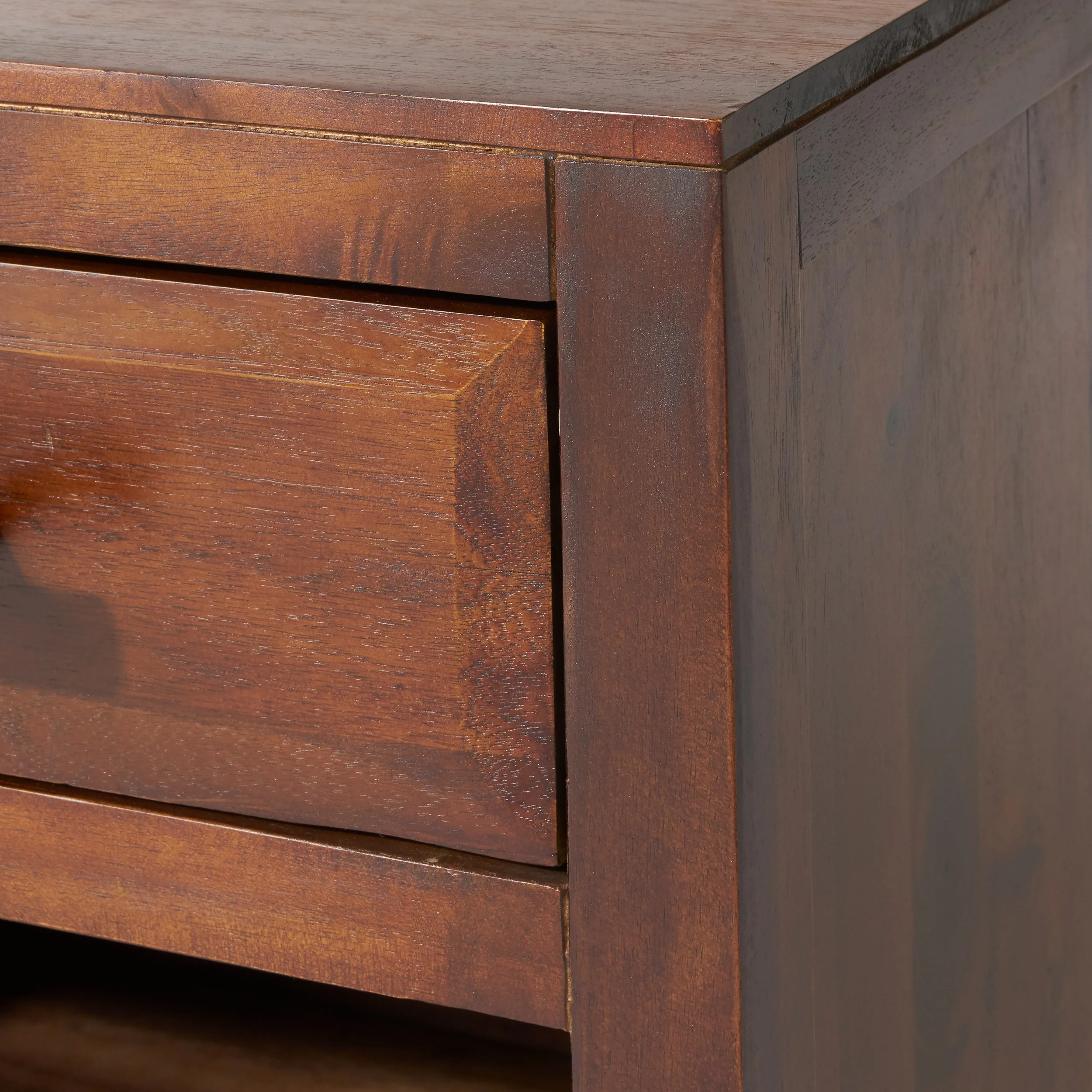 Glendora Brown Mahogany Solid Wood Single Drawer End Table Nightstand - furnishings