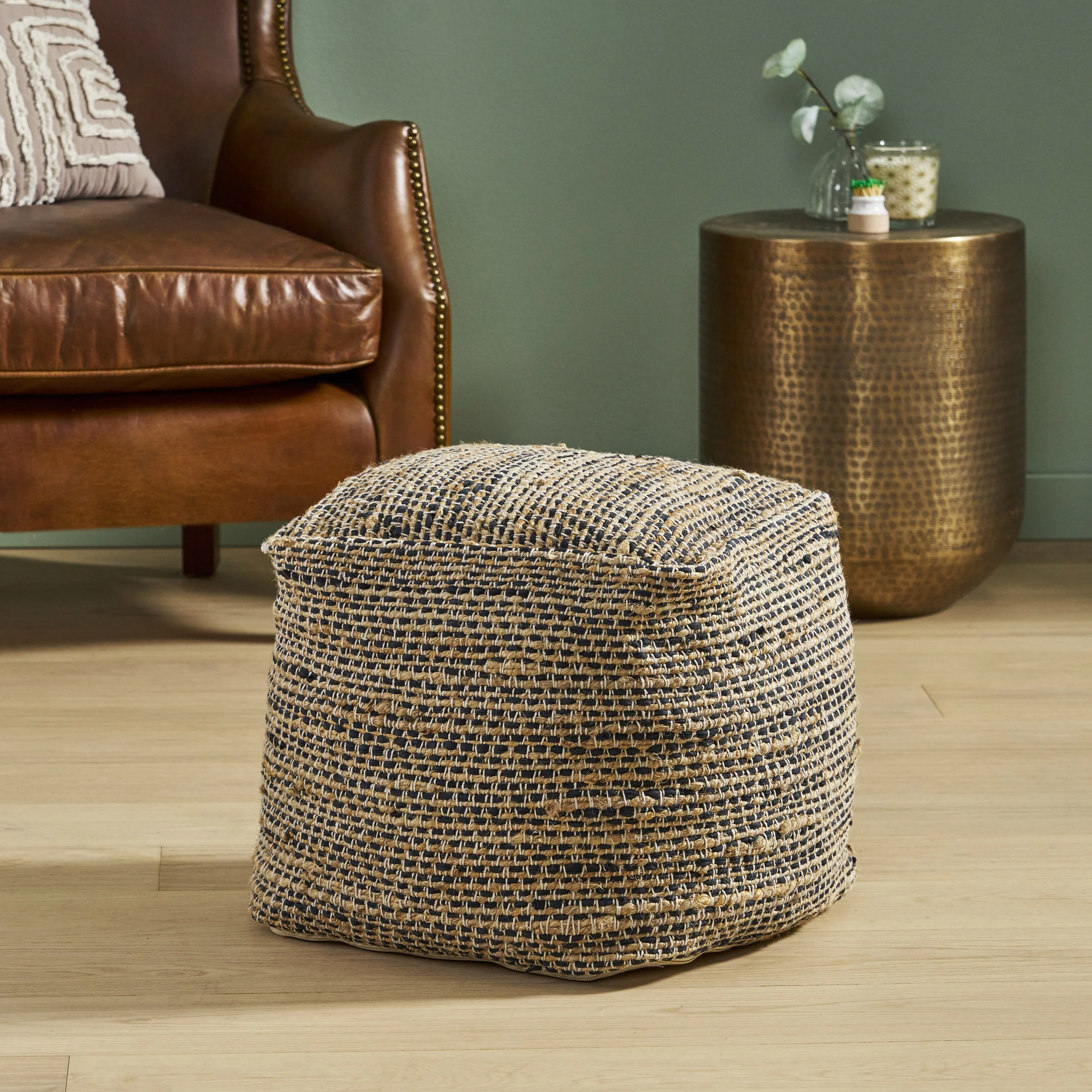 Maja Boho Handcrafted Fabric Pouf - furnishings