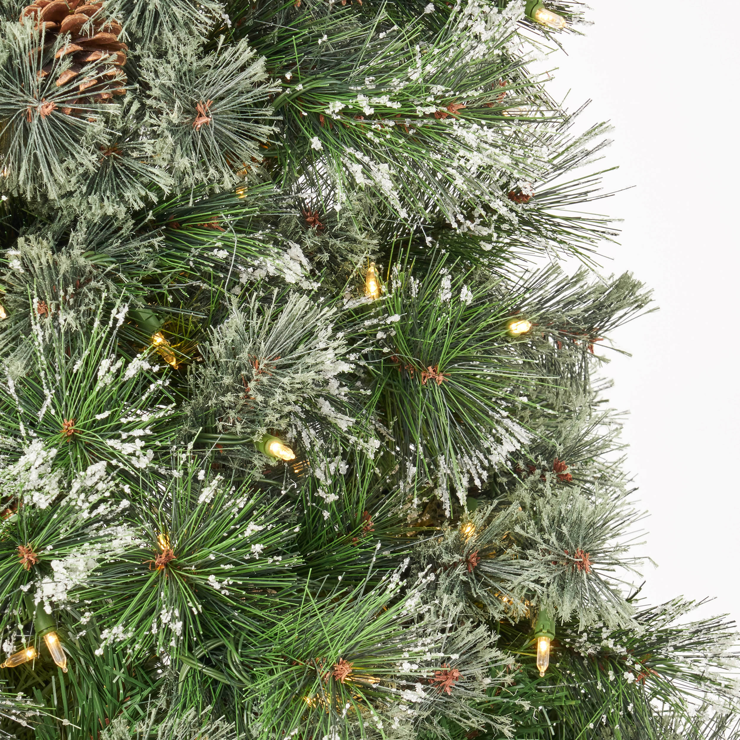 7-foot Cashmere Pine Pre-Lit Artificial Christmas Tree with Snowy Branches and Pinecones - furnishings