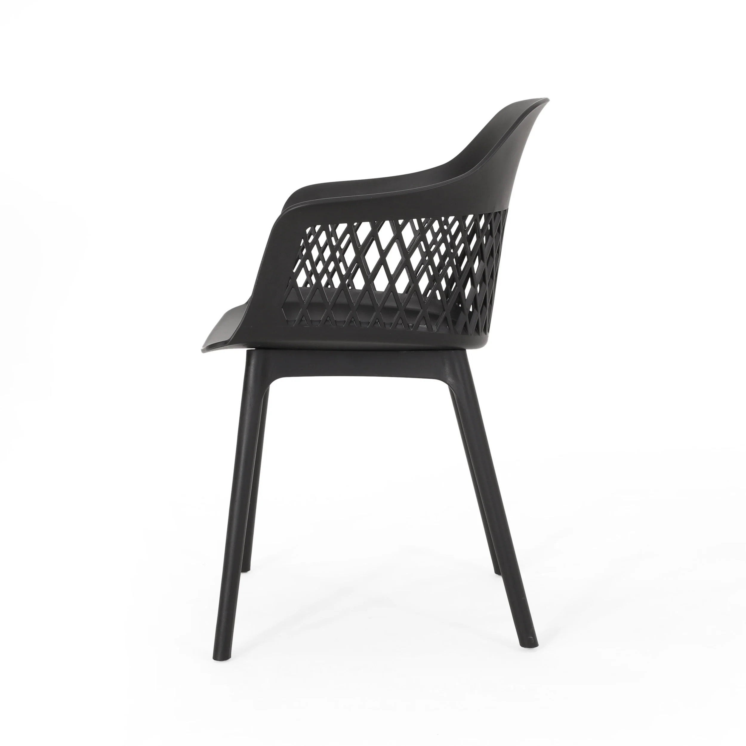 Roma Outdoor Wood and Resin 7 Piece Dining Set, Black and Teak - furnishings