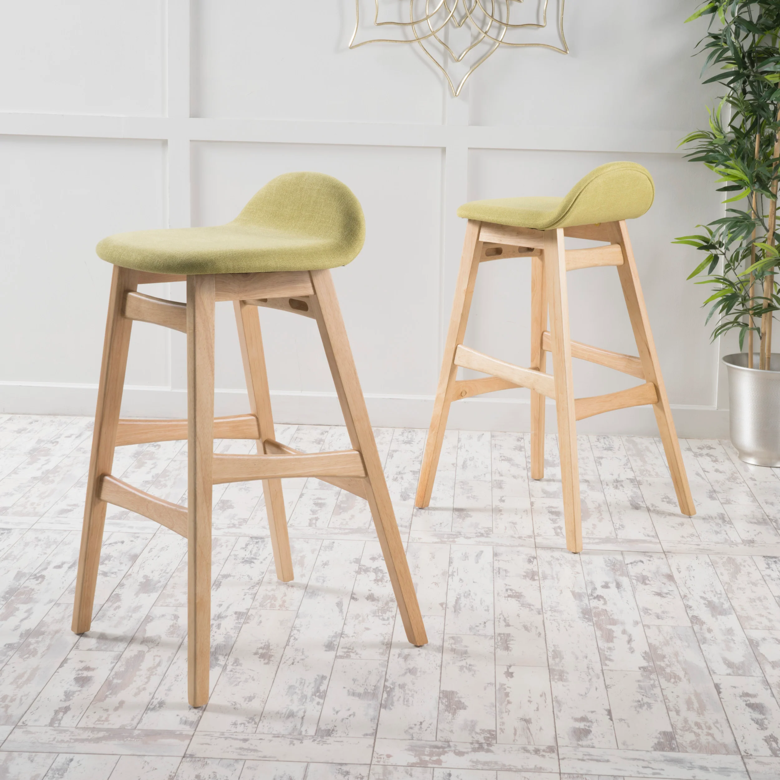 Margaret Green Tea Fabric/ Oak Finish 30-Inch Bar Stool (Set of 2) - furnishings