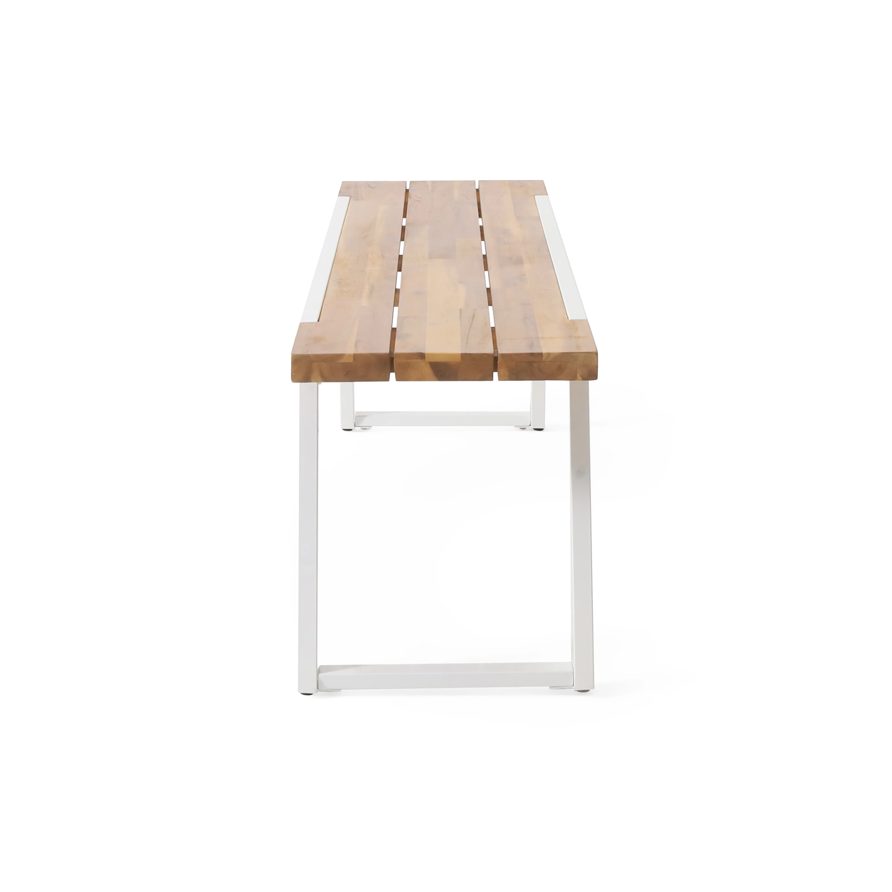 Gebo Outdoor Acacia Wood and Iron Dining Bench - furnishings