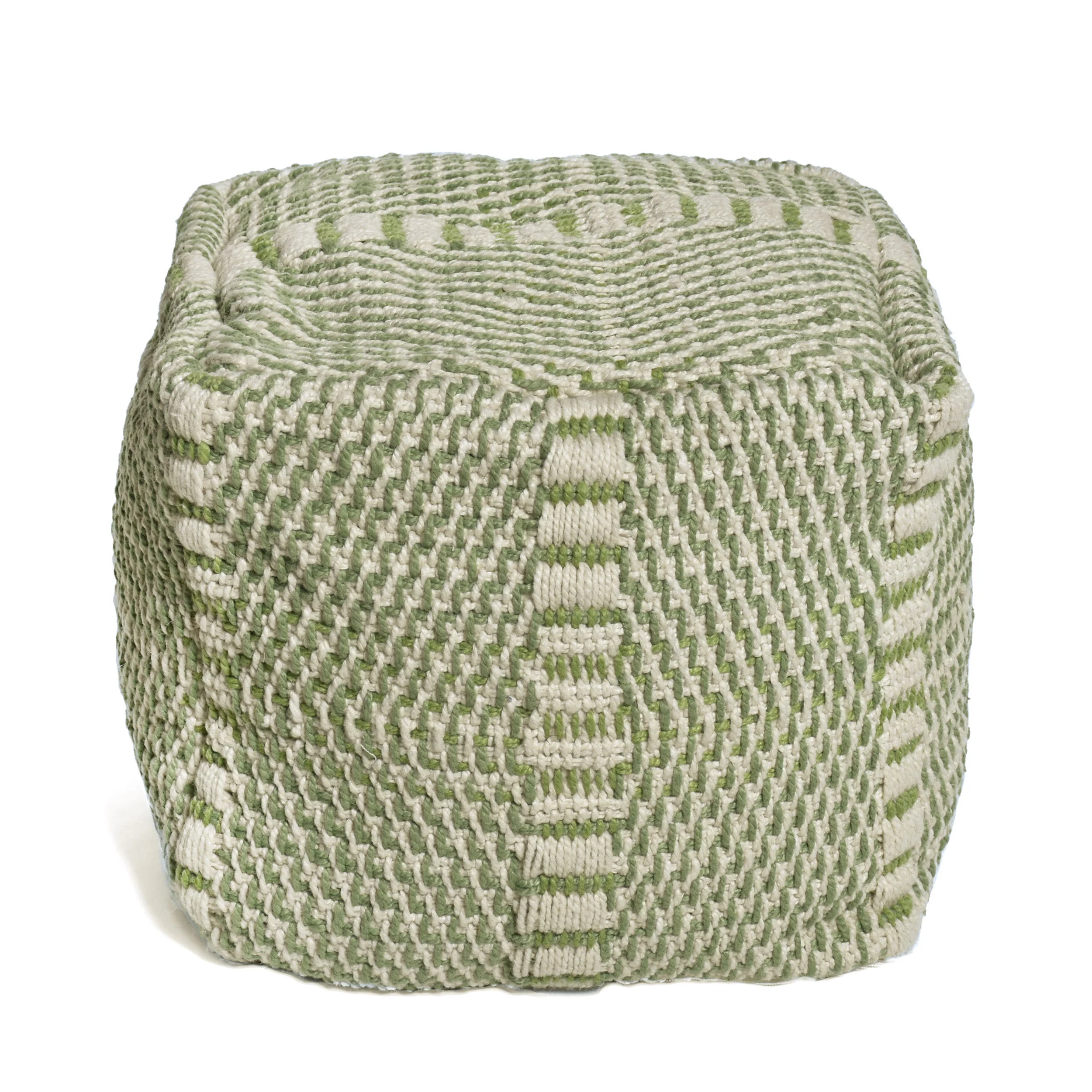 Dexter Indoor Handcrafted Boho Water Resistant Cube Pouf - furnishings