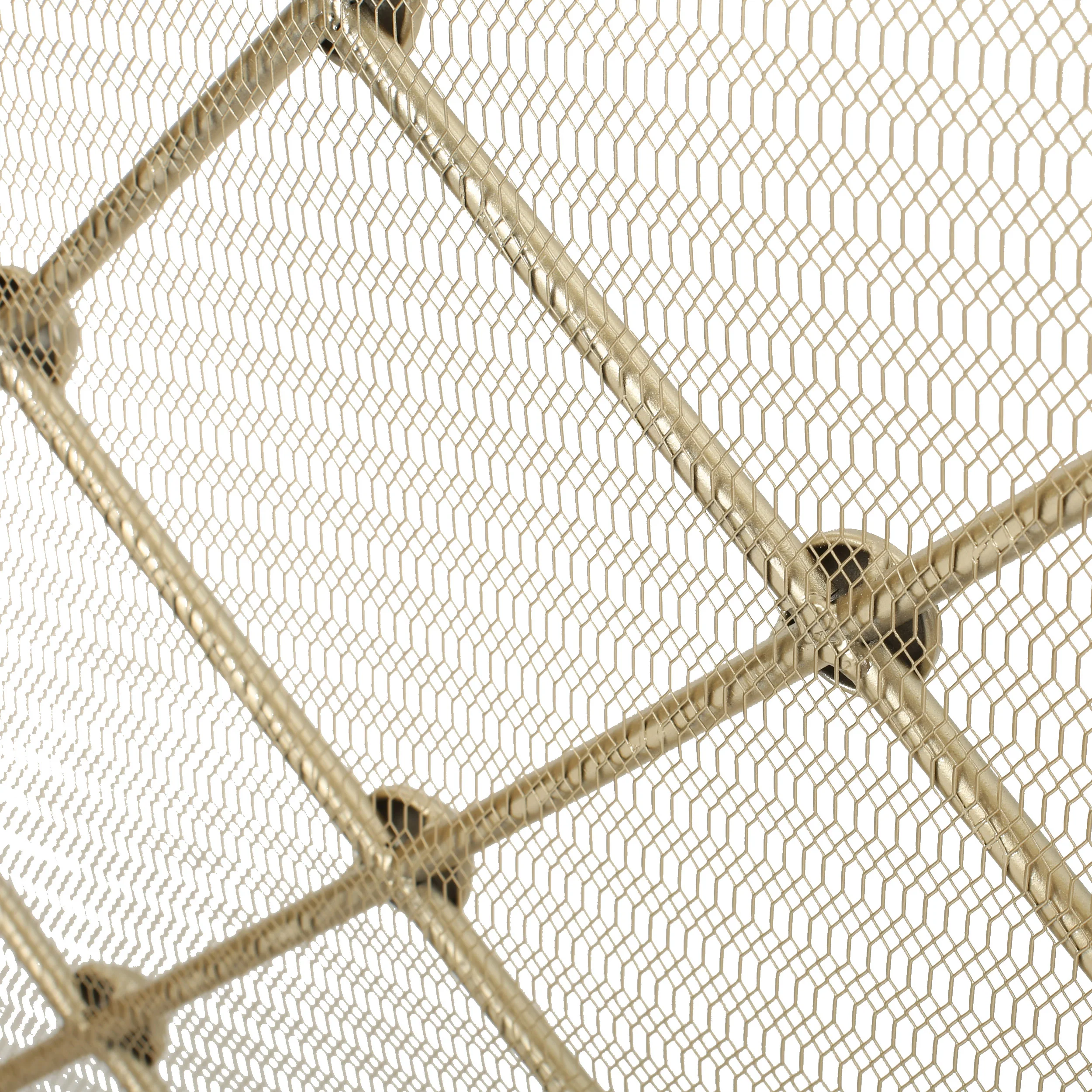 Chamberlain Modern 3-Panel Diamond Pattern Iron Fireplace Screen - furnishings