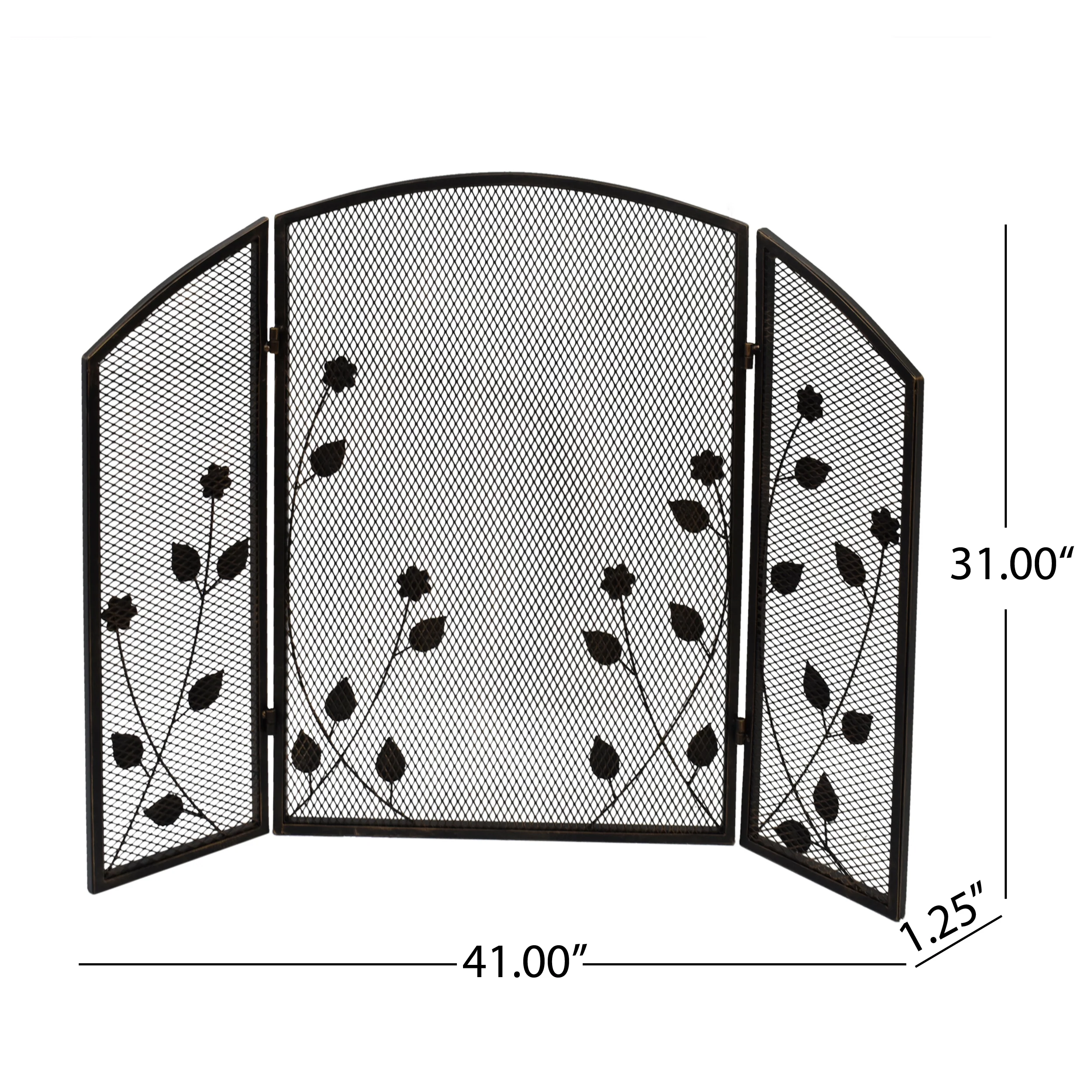 Jenna Modern Iron Firescreen with Leaf Accents - furnishings