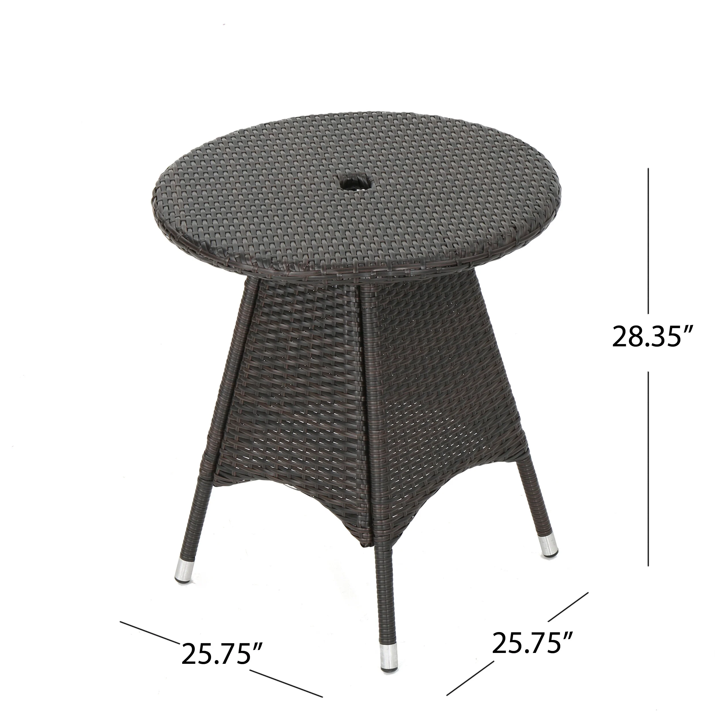 Shiny Outdoor 3 Piece Multibrown Wicker Round Dining Set with Light Brown Water Resistant Cushions - furnishings