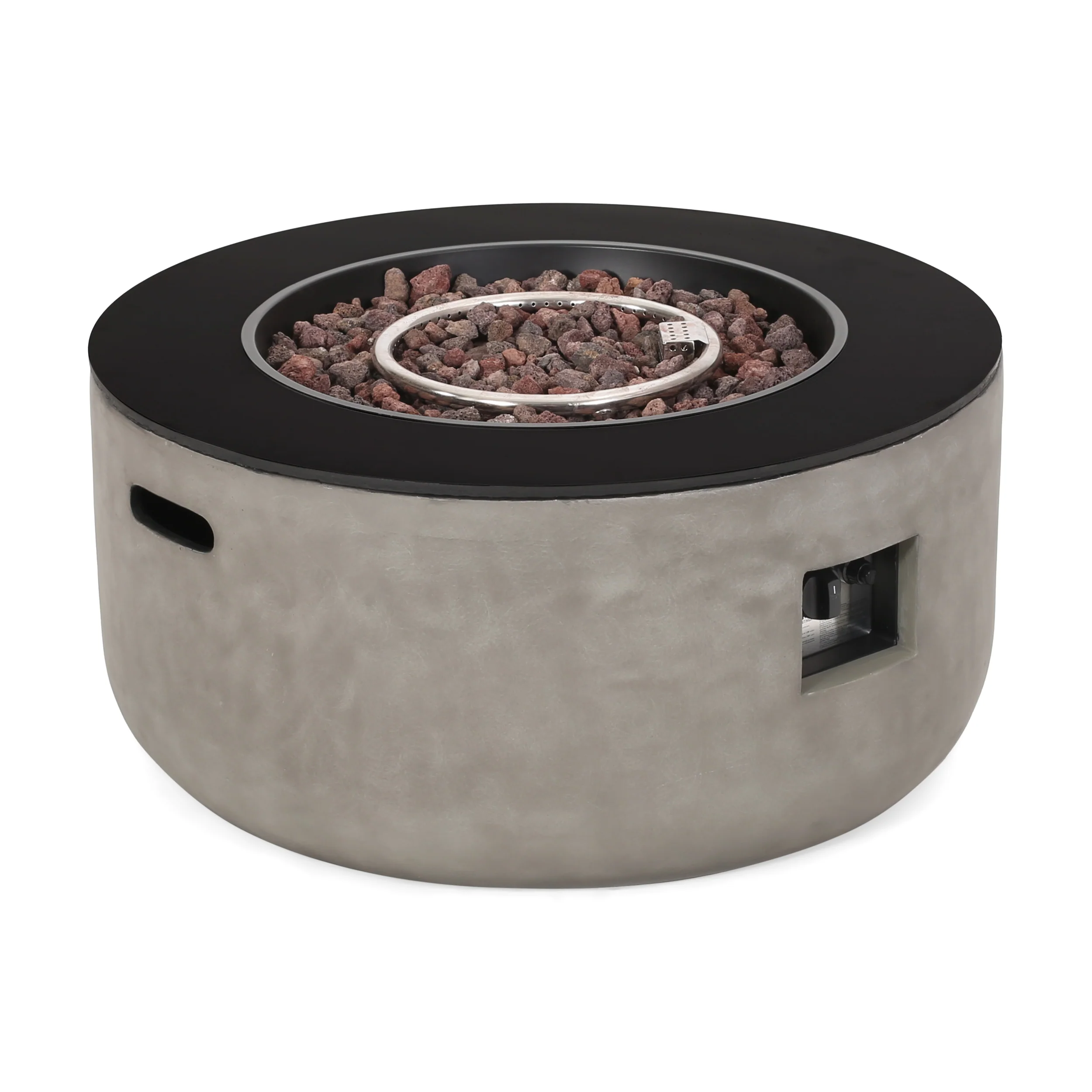 Laini Outdoor Modern 31-Inch Circular Fire Pit with Tank Holder - furnishings