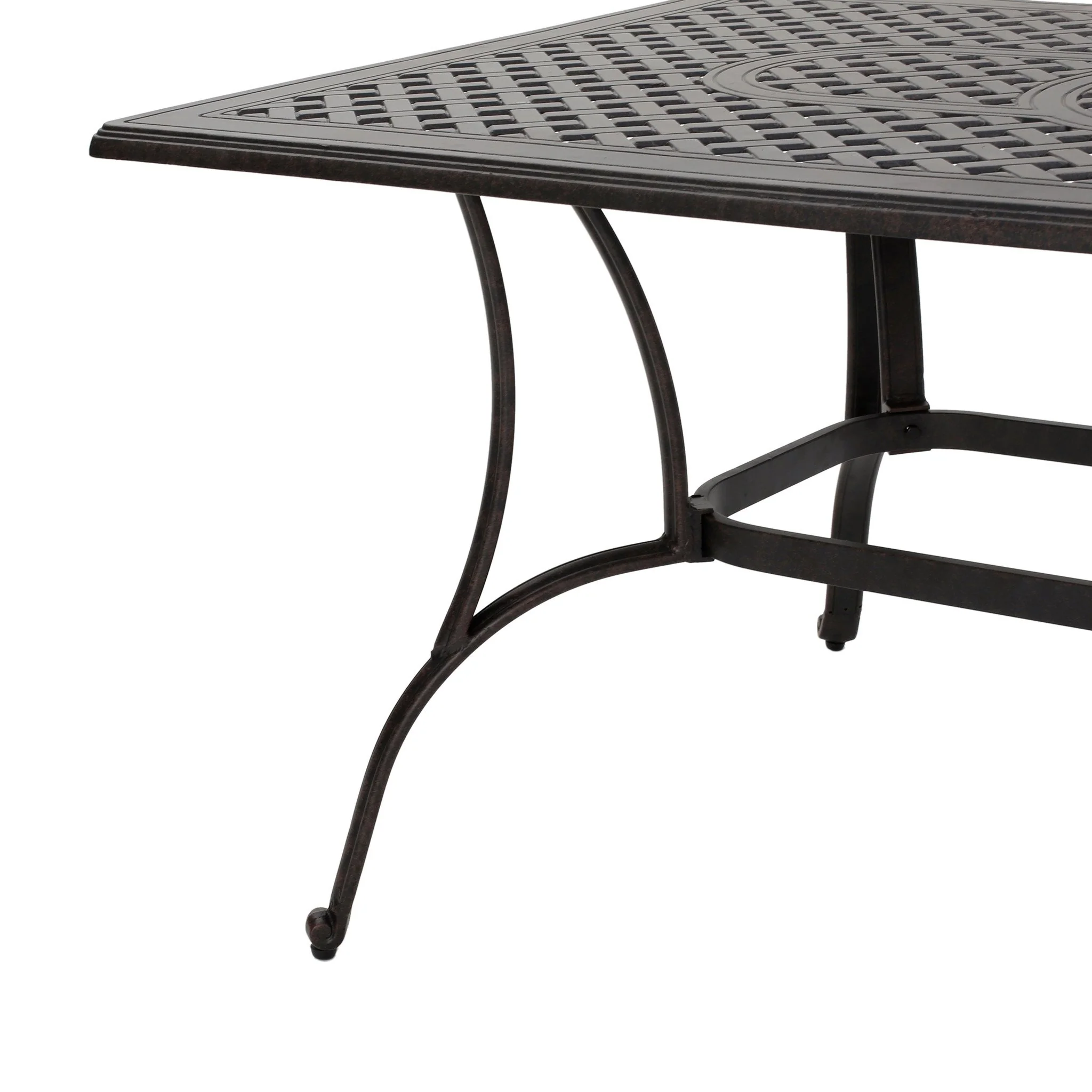 Fonzo Outdoor 7 Piece Bronze Cast Aluminum Rectangular Dining Set - furnishings