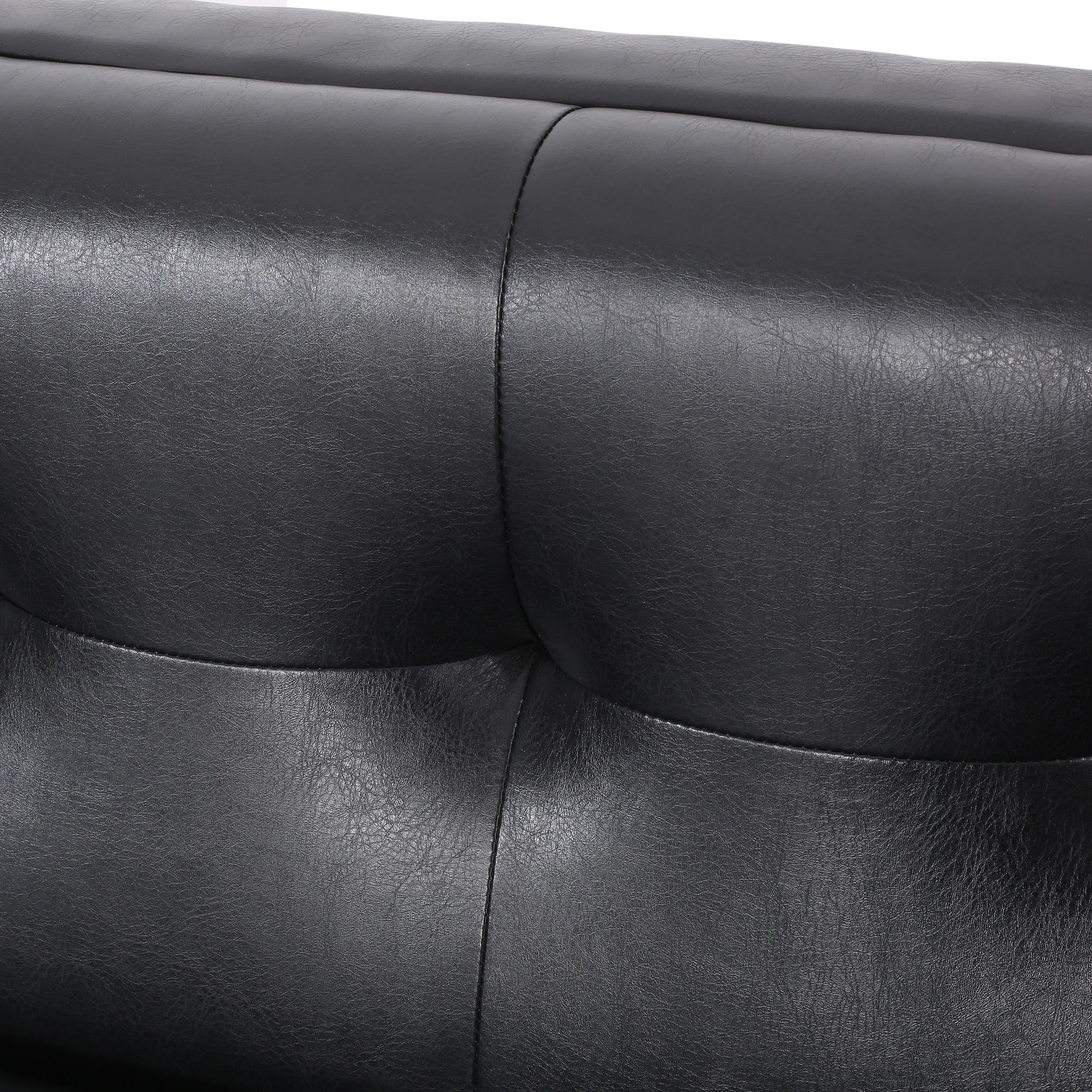 Stefan Mid Century Modern Faux Leather Tufted 3 Seater Sofa - furnishings