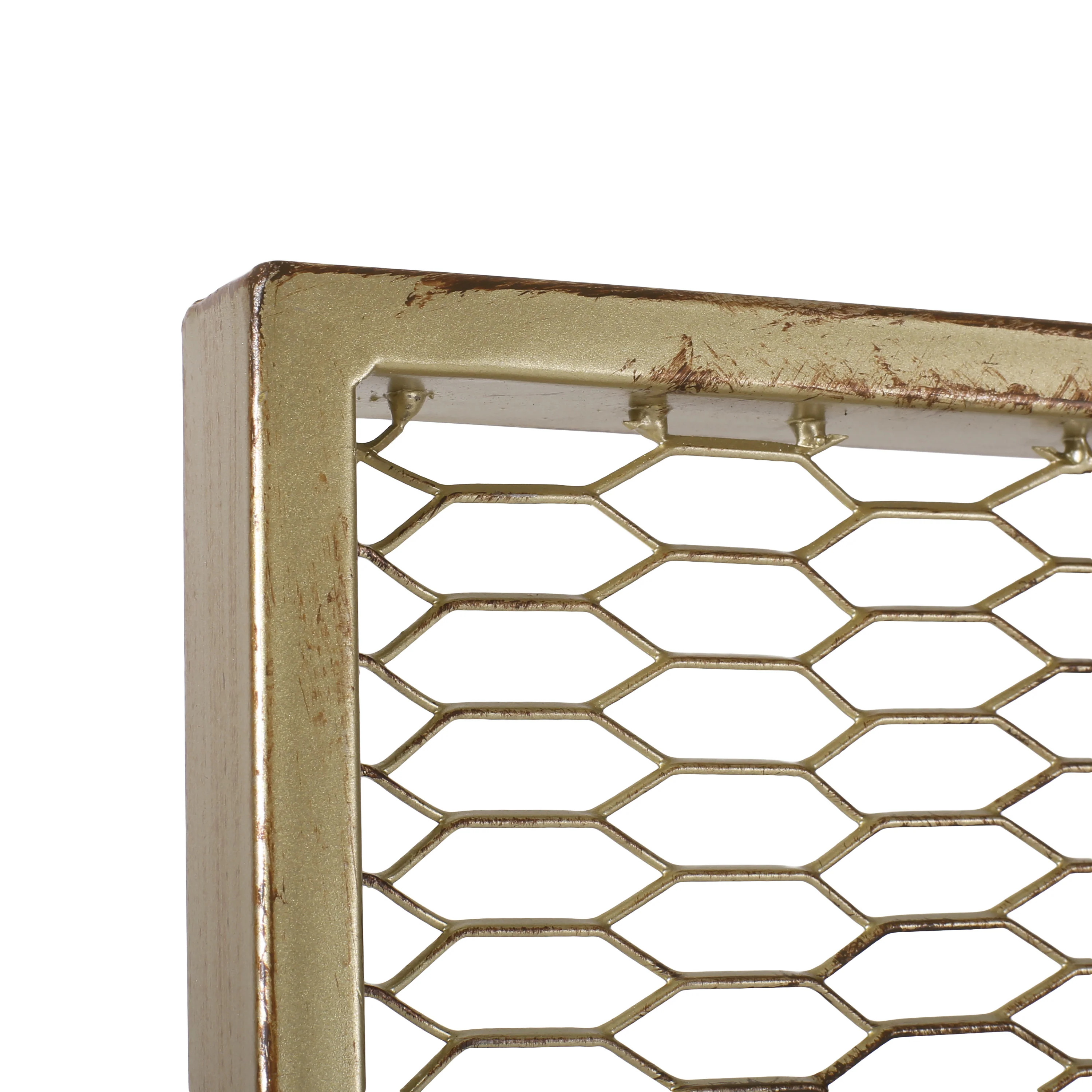 Jessamine Modern Mesh Room Divider, Gold Brushed Brown and Black - furnishings