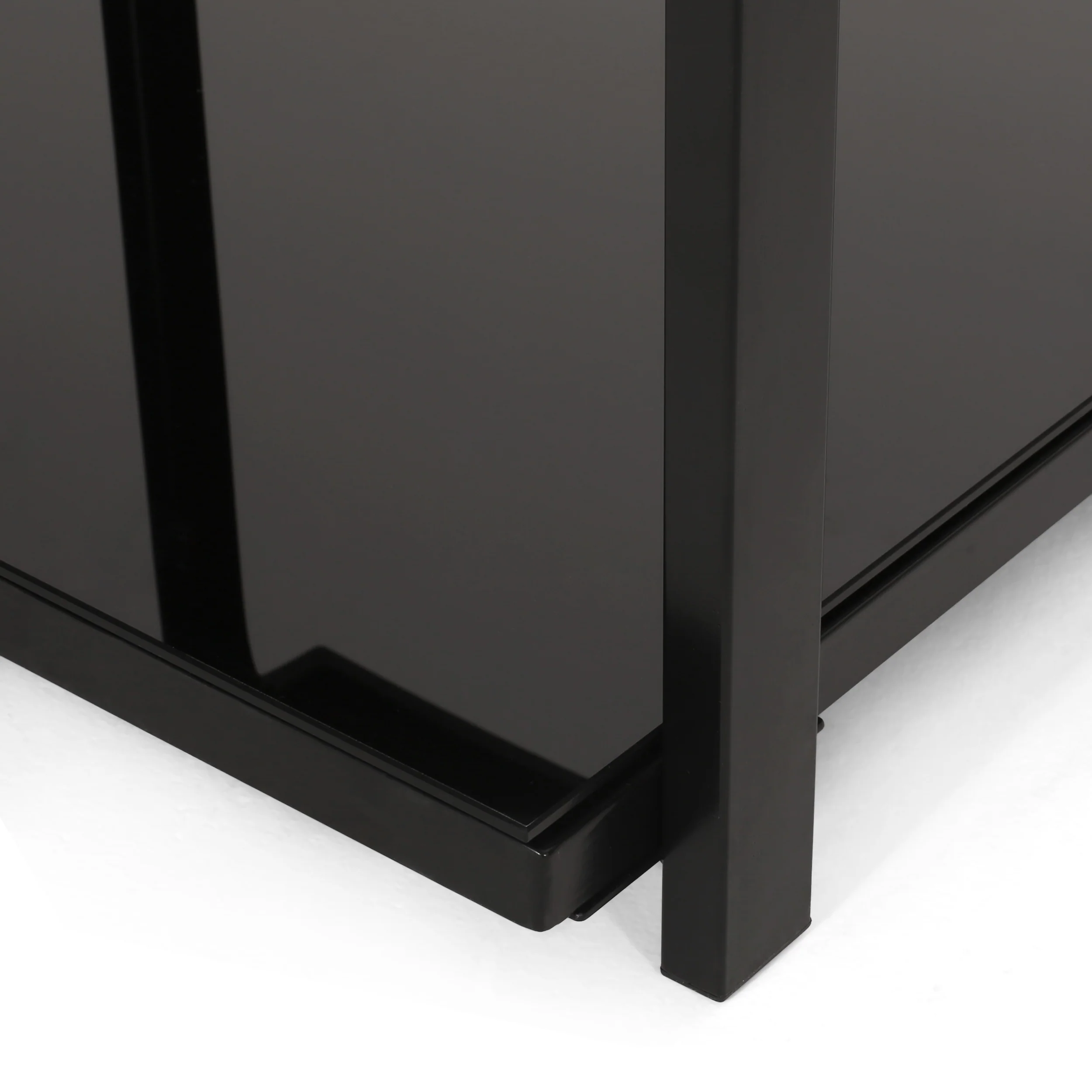 Tilley Modern Glass Top Side Table with Shelf, Black - furnishings