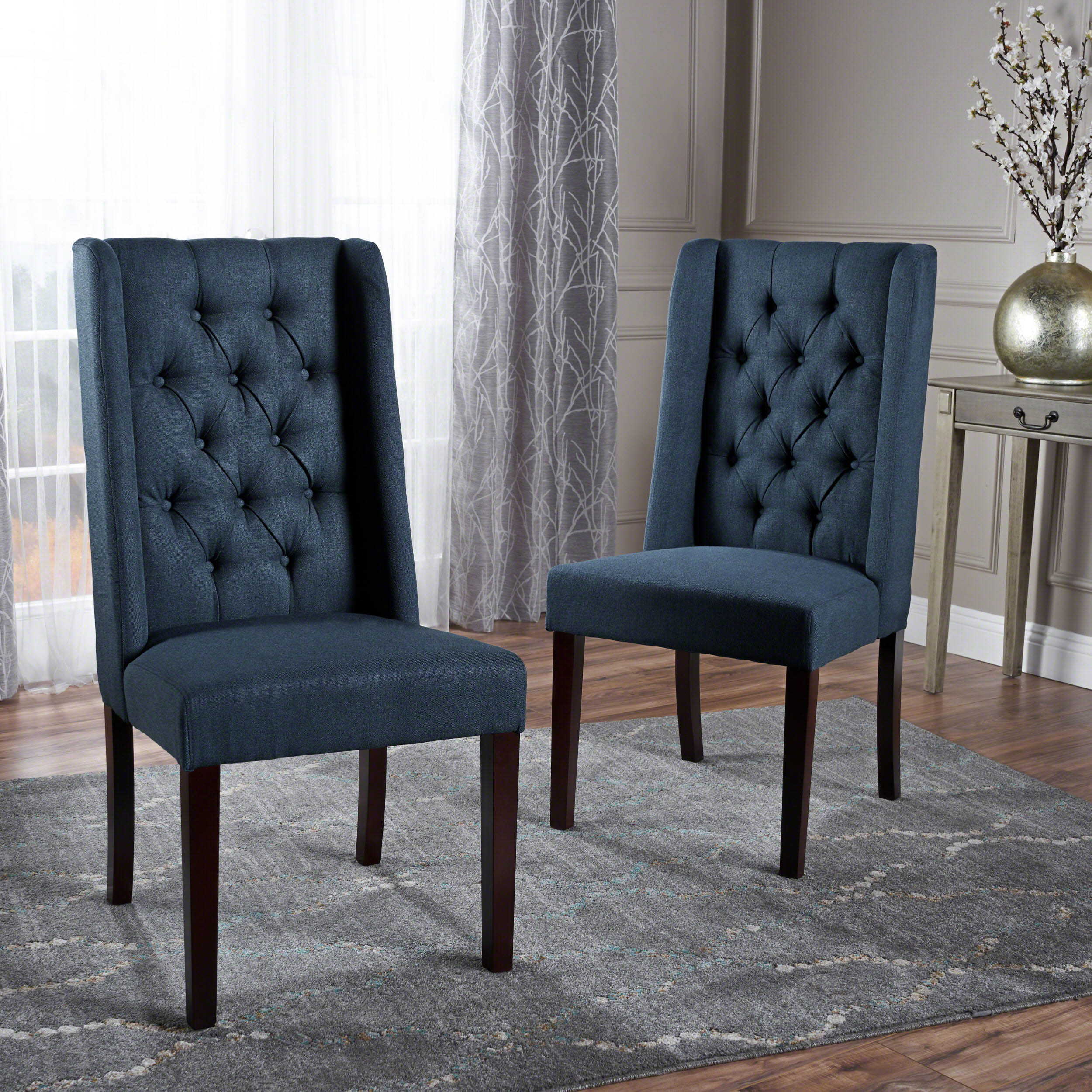 Billings Tufted Fabric High Back Dining Chairs (Set of 2) - furnishings