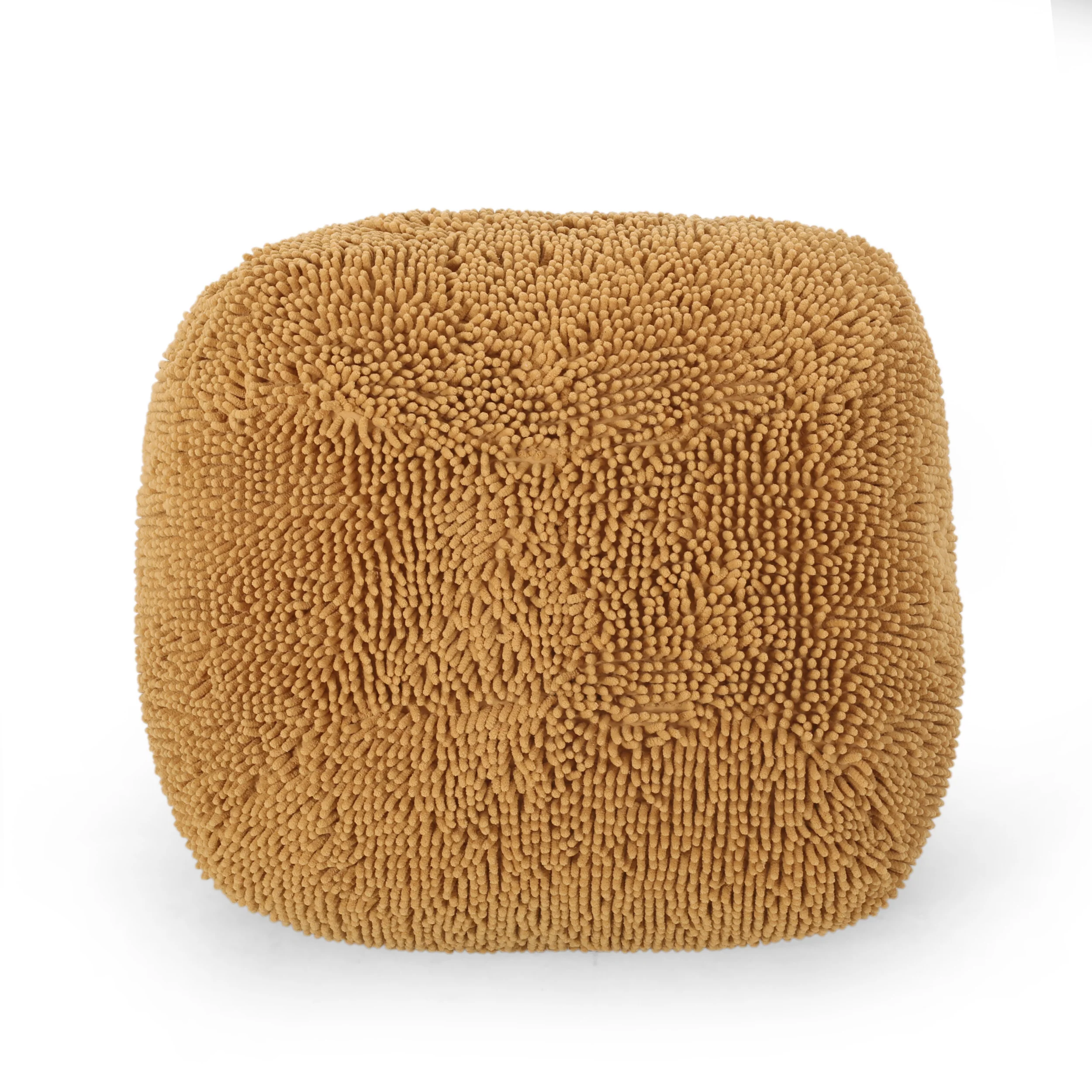 Statham Modern Microfiber Chenille Square Pouf - furnishings