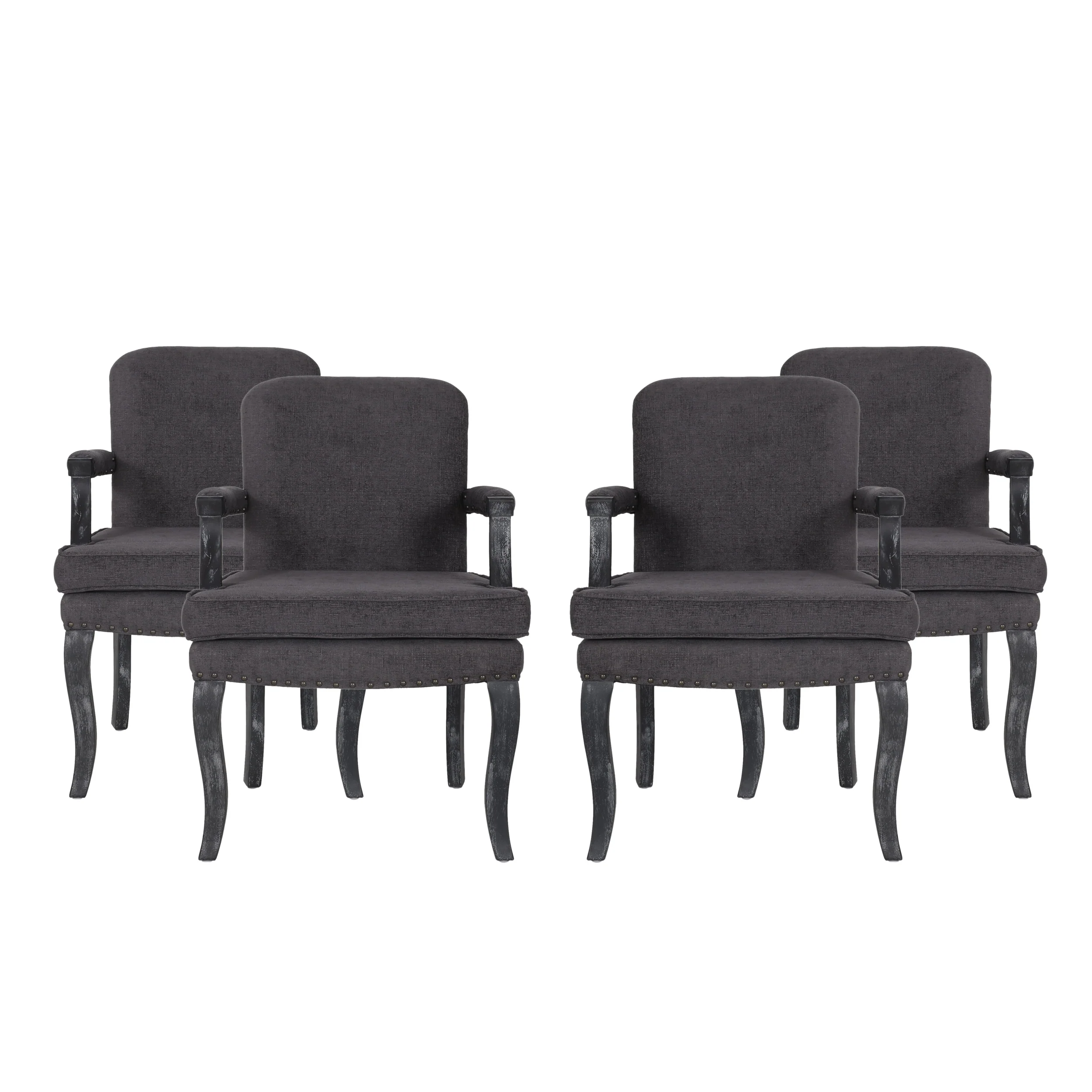 Tim French Country Dining Arm Chair with Nailhead Trim, Set of 4 - furnishings