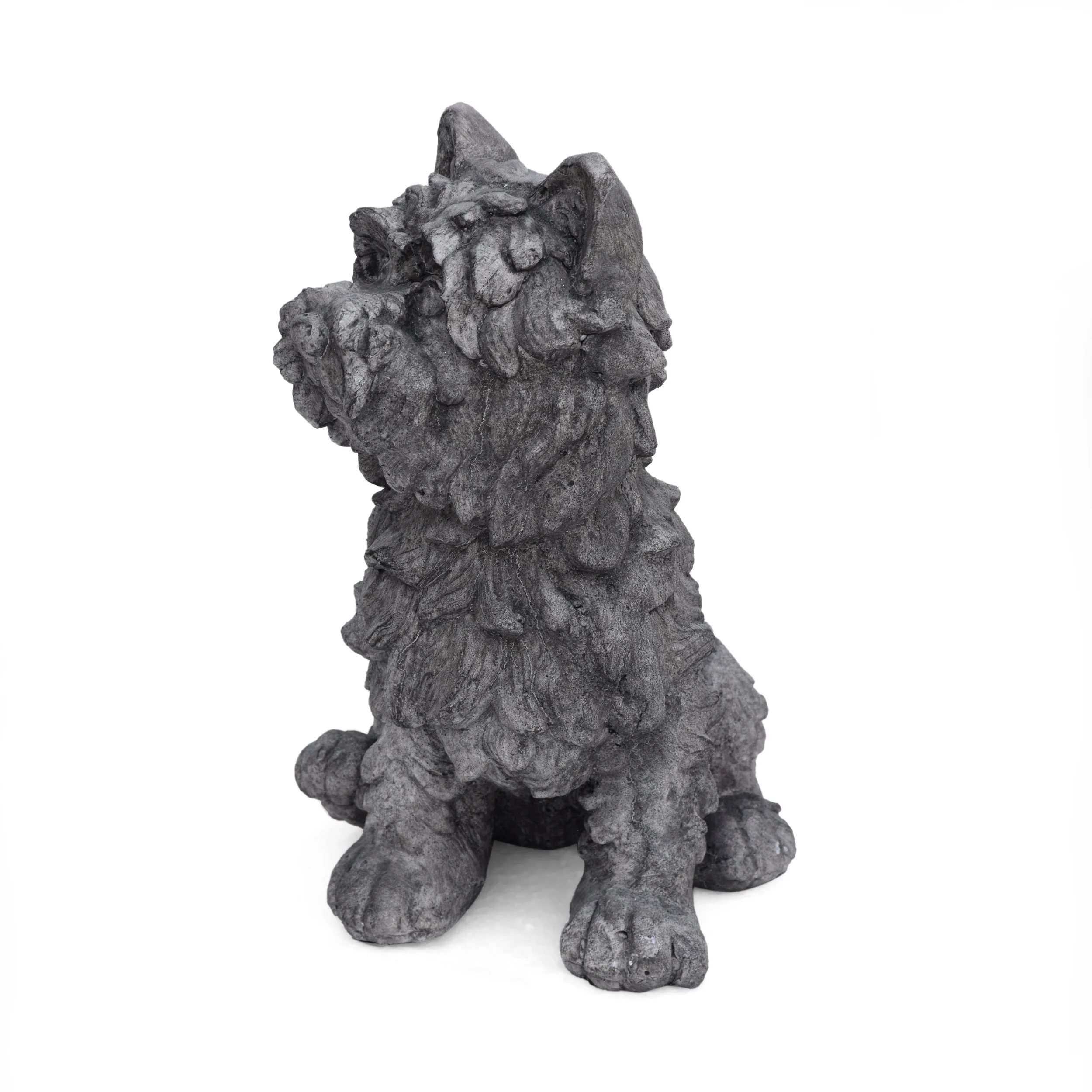 Seth Outdoor Terrier Dog Garden Statue, Antique Gray Finish - furnishings