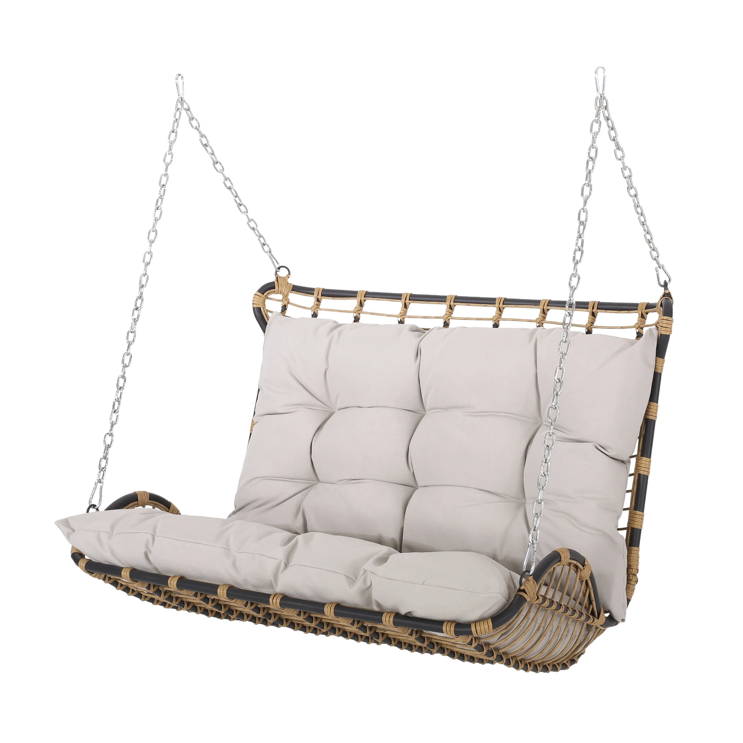 Matthew Outdoor Wicker Porch Swing with Cushions - furnishings
