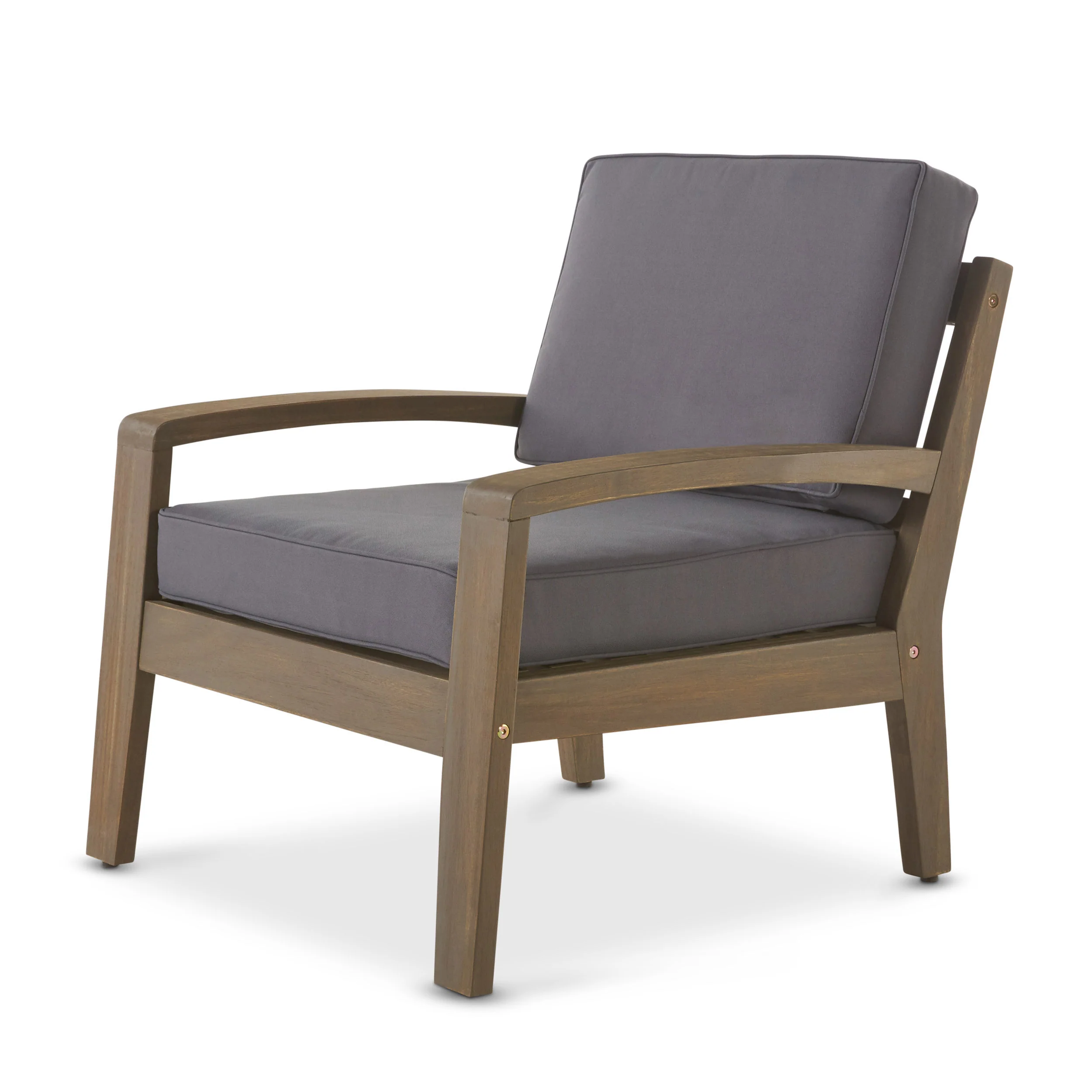 Grenada Outdoor Acacia Wood 4 Piece Chat Set w/ Water Resistant Cushions - furnishings