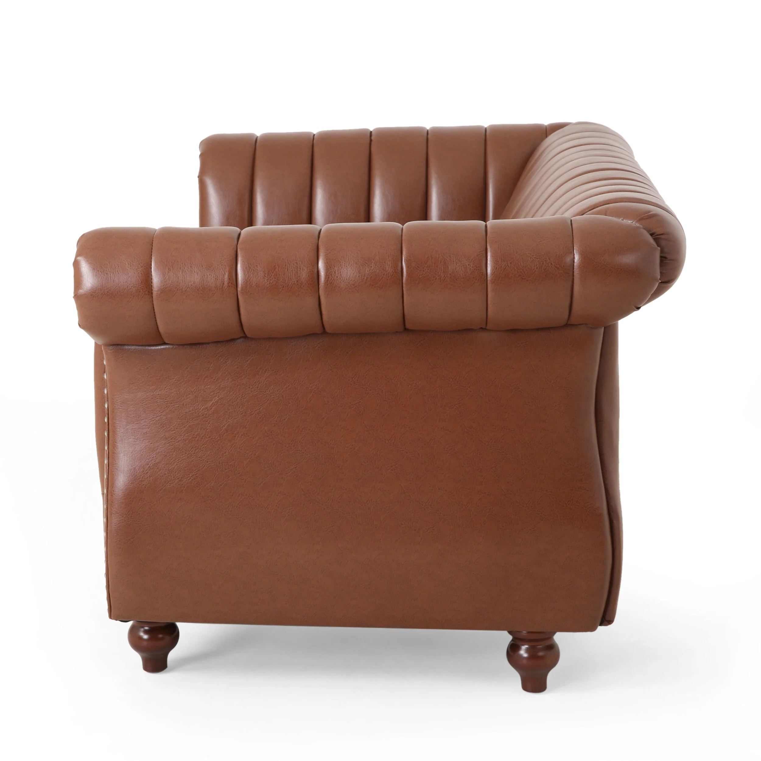 Bauman Modern Glam Channel Stitch Loveseat with Nailhead Trim - furnishings