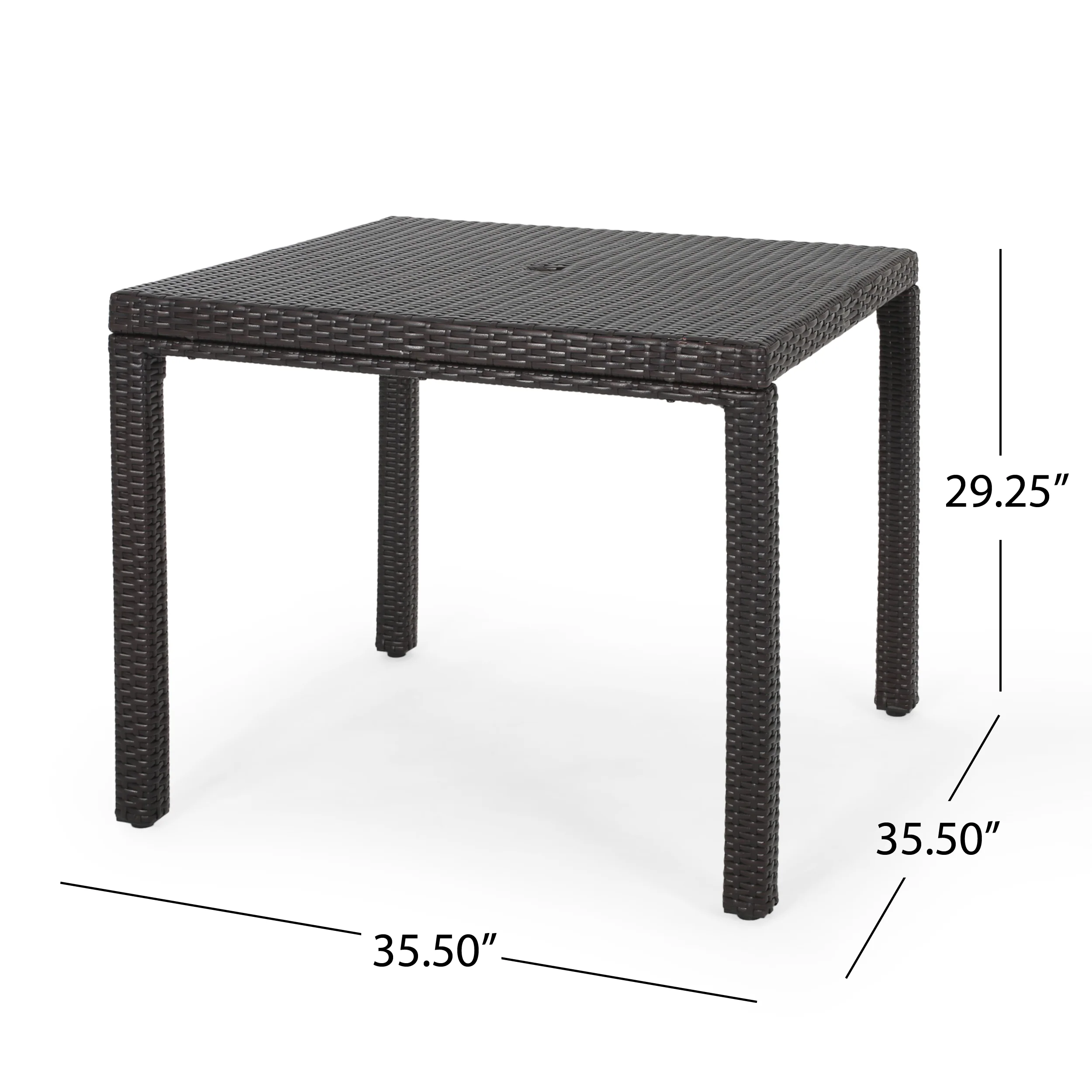 Edene Outdoor 5 Piece Multibrown Wicker Rectangular Dining Set - furnishings