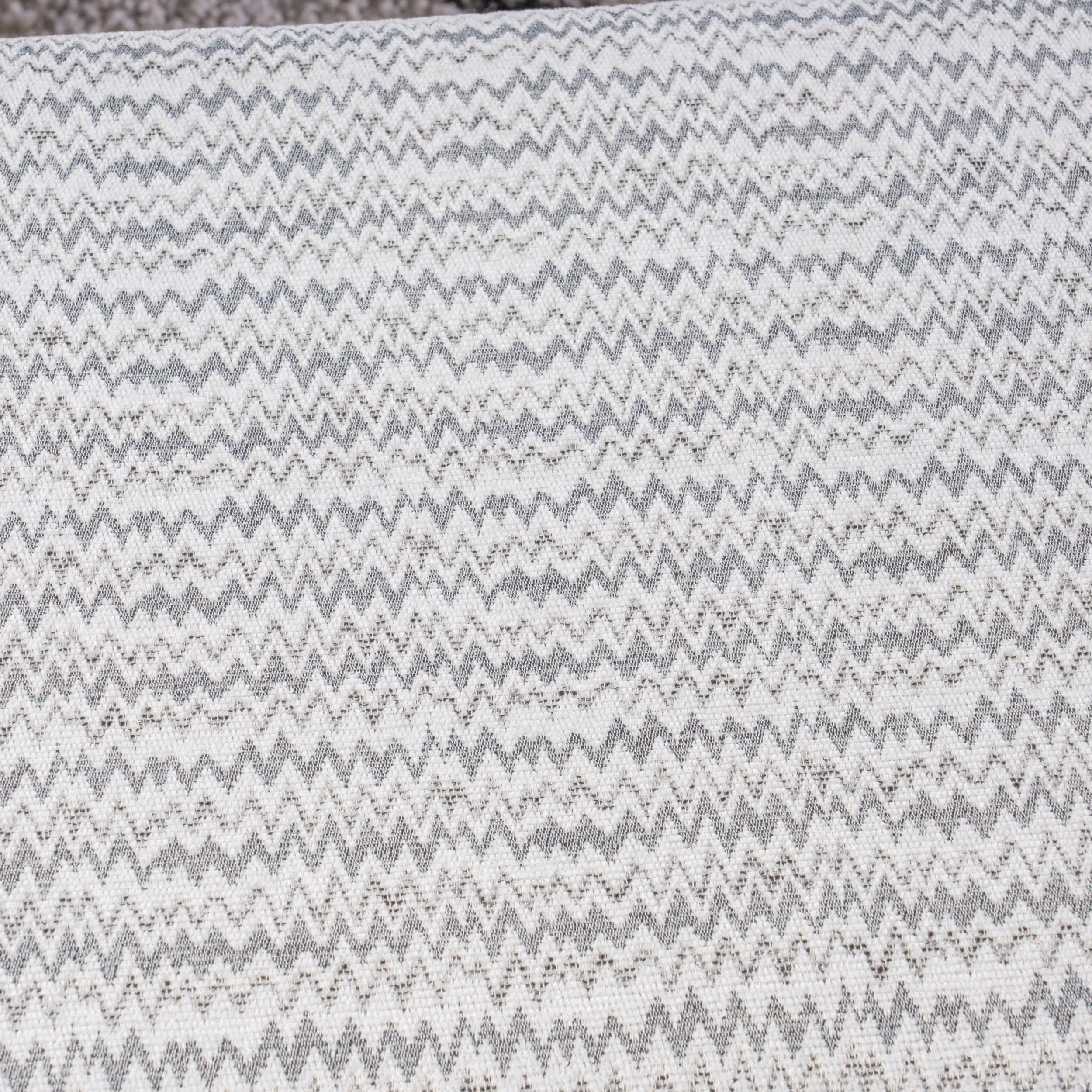 Sade Mid Century Boho Fabric Ottoman, Light Grey Zig Zag Pattern - furnishings