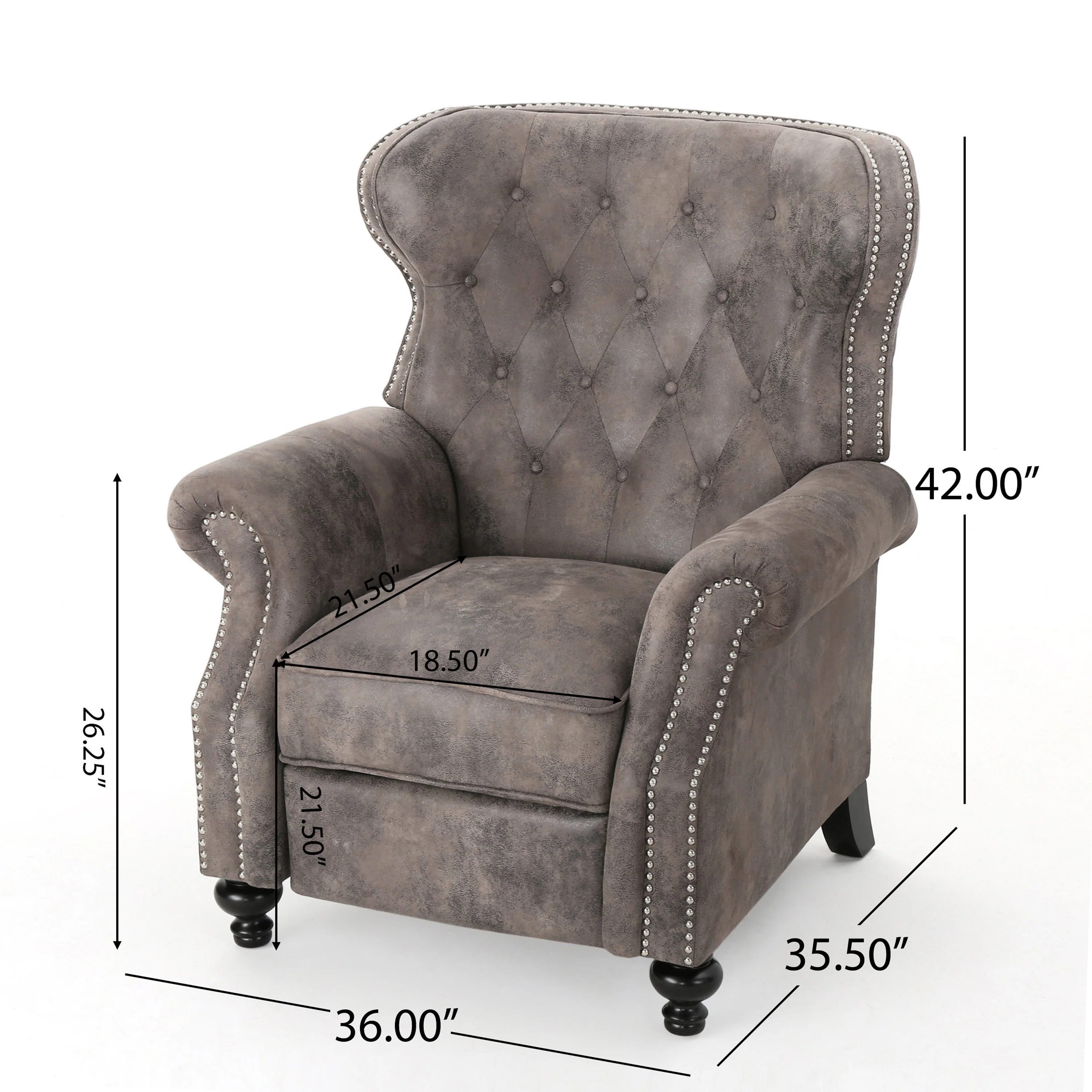 Waldo Tufted Back Studded Accent Recliner Armchair - furnishings