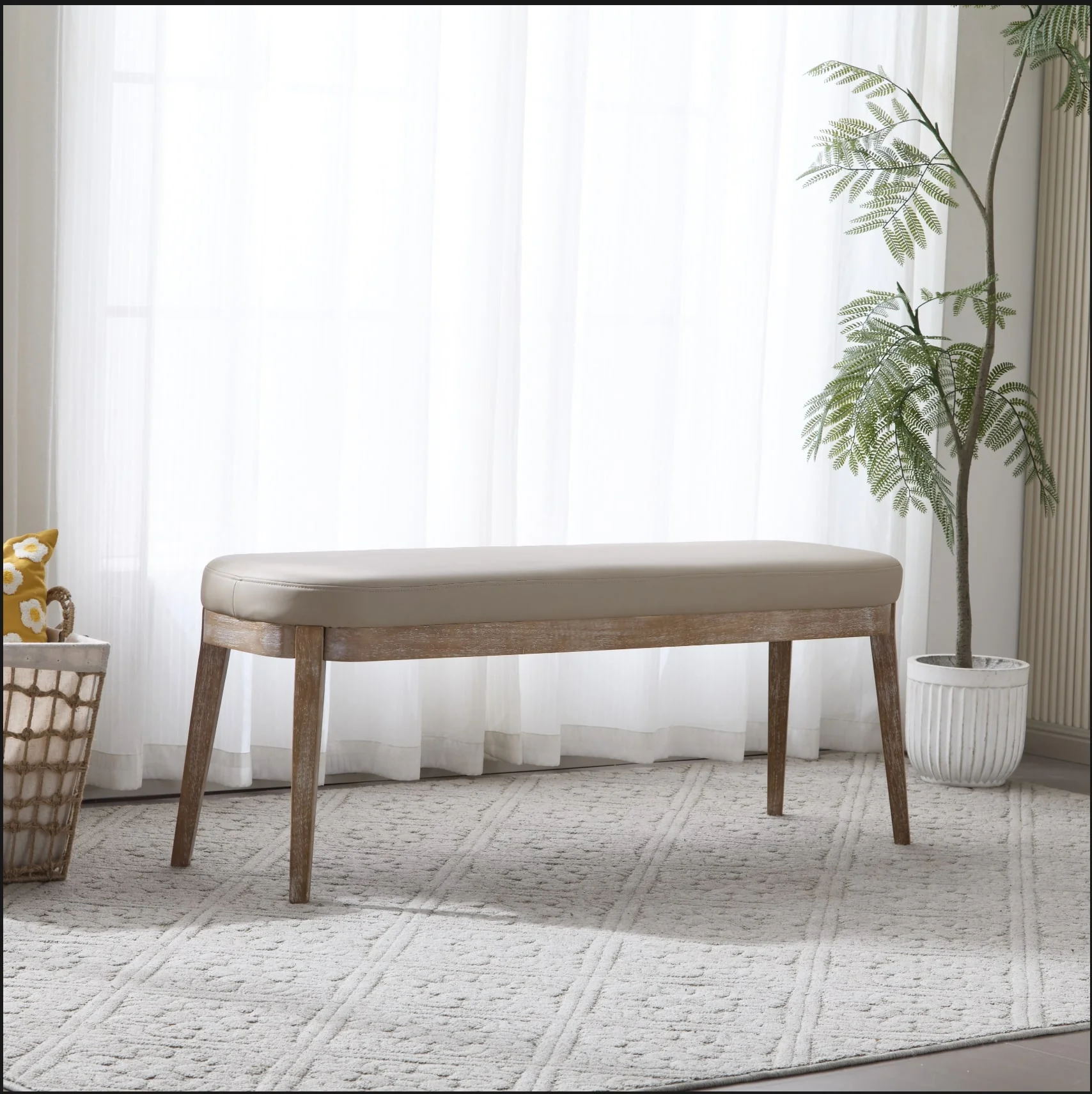 Andromedo Modern Upholstered PU Leather Ottoman Bench - furnishings