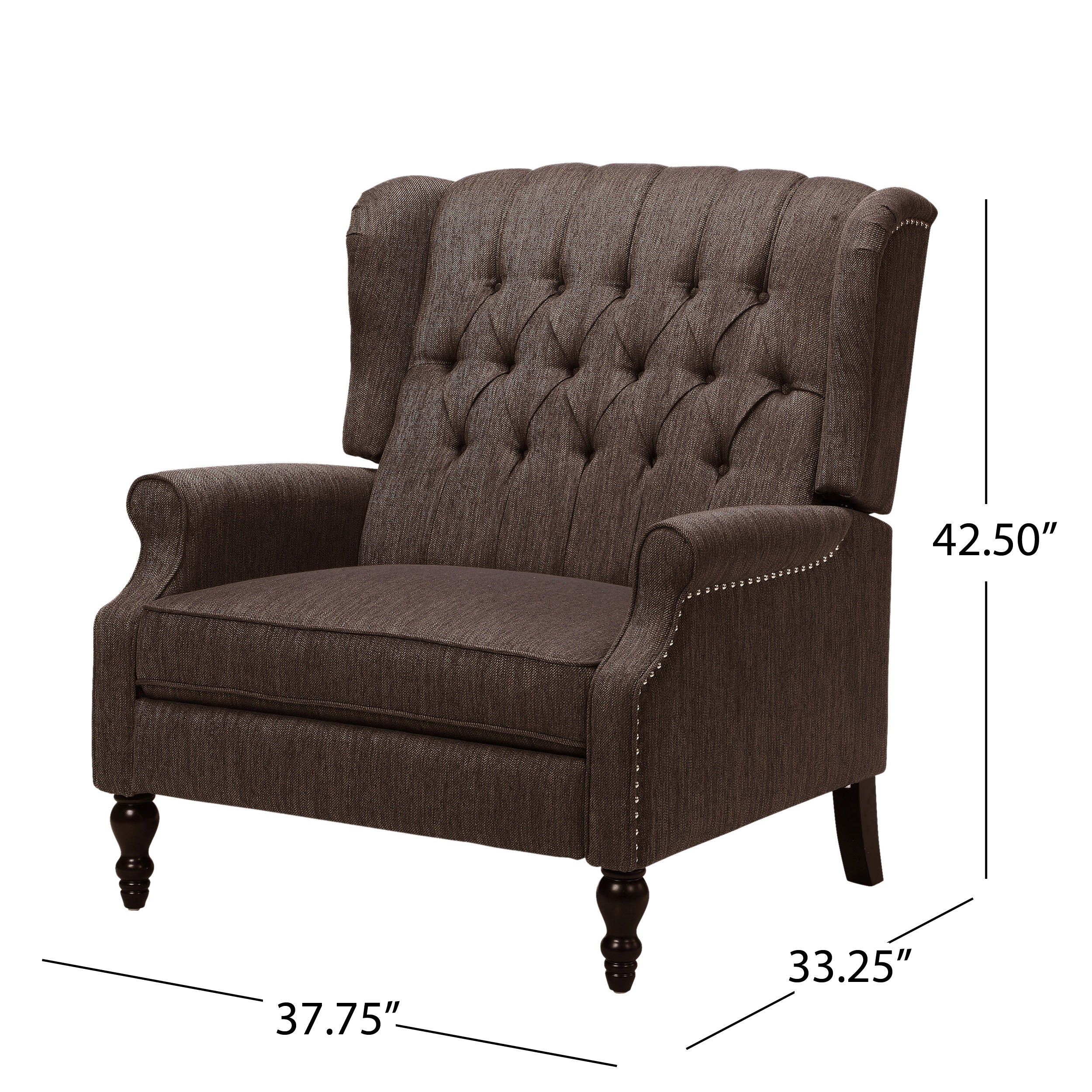 Salome Oversized Tufted Wingback Fabric Push Back Recliner - furnishings