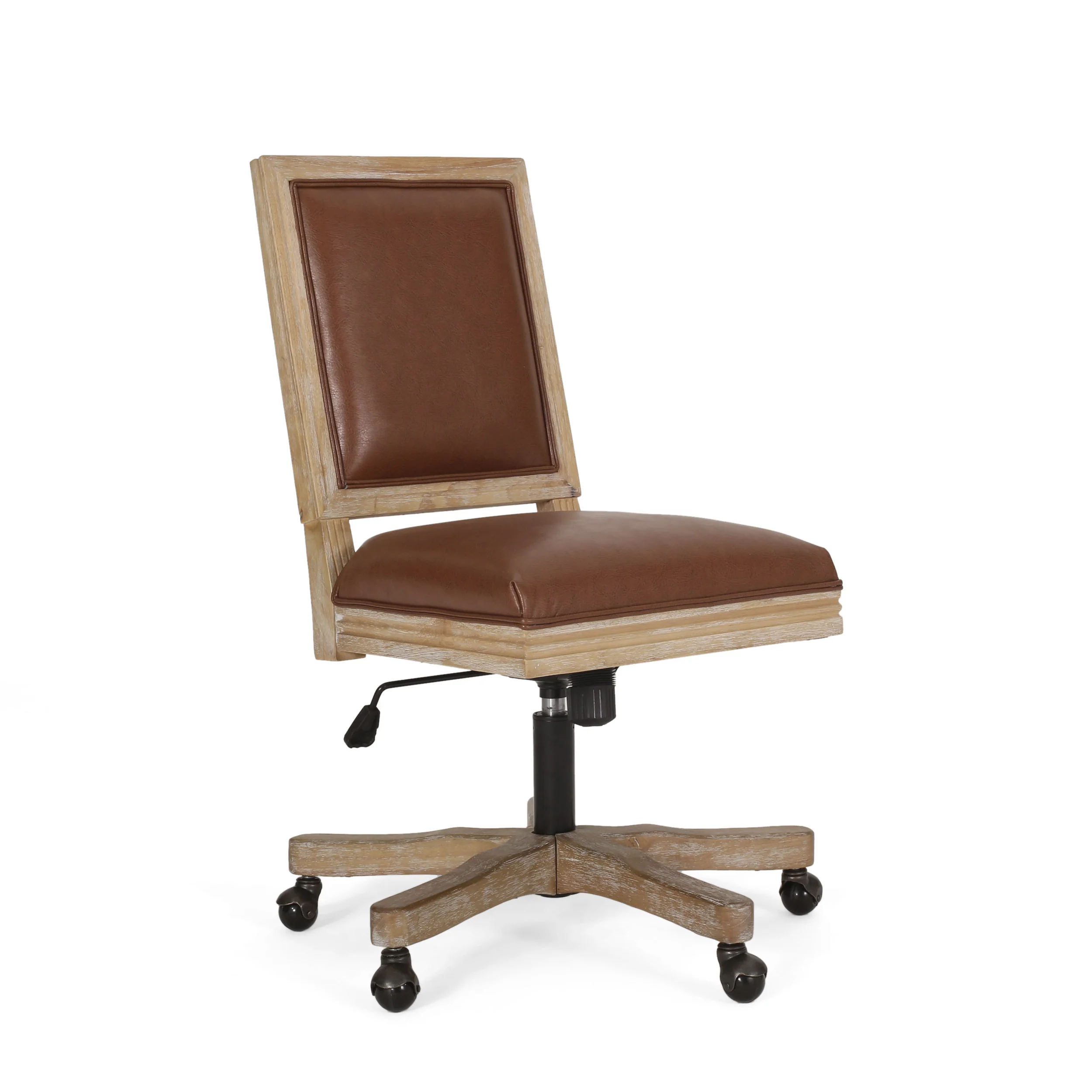 McGillen Rustic Upholstered Swivel Office Chair - furnishings