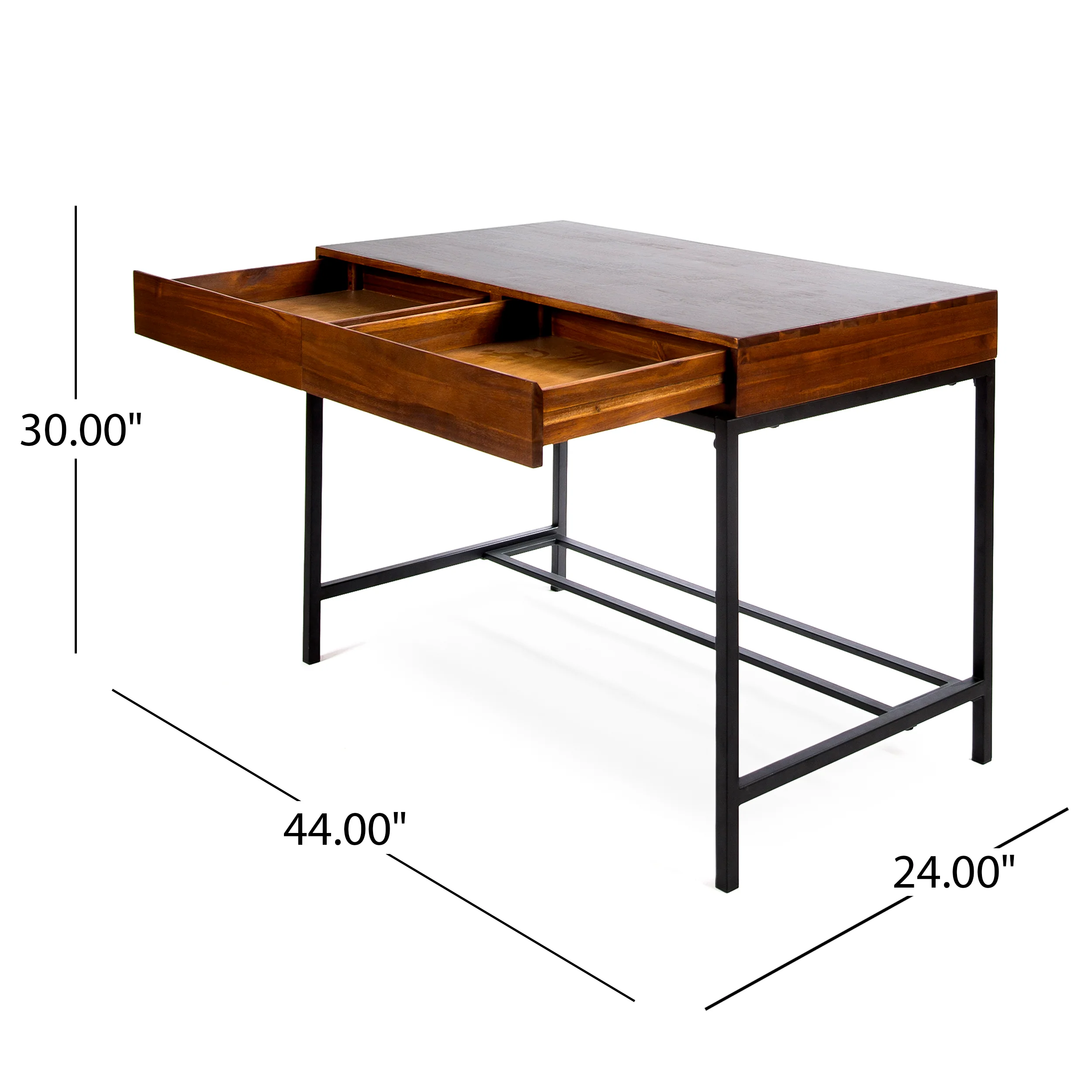 Elrod Industrial Dark Oak Acacia Wood Storage Side Table and Desk Set - furnishings
