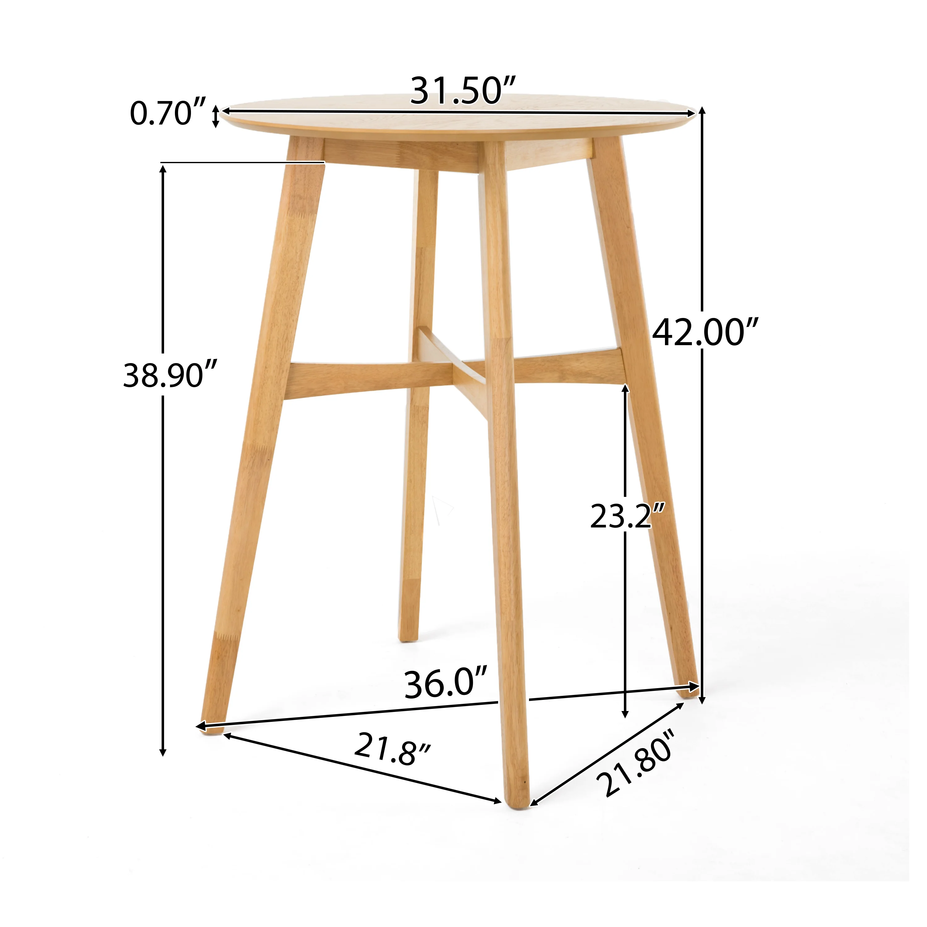 Simi Natural Oak Finish Circular 5 Piece Bar Height Dining Set - furnishings