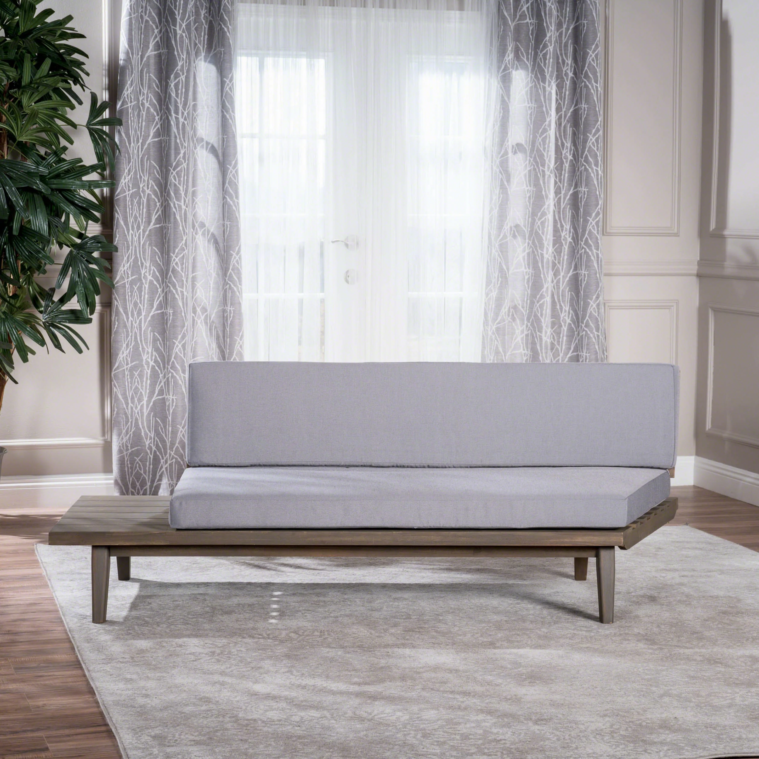 Emmory Indoor Minimalist Wood Left Sided Settee - furnishings