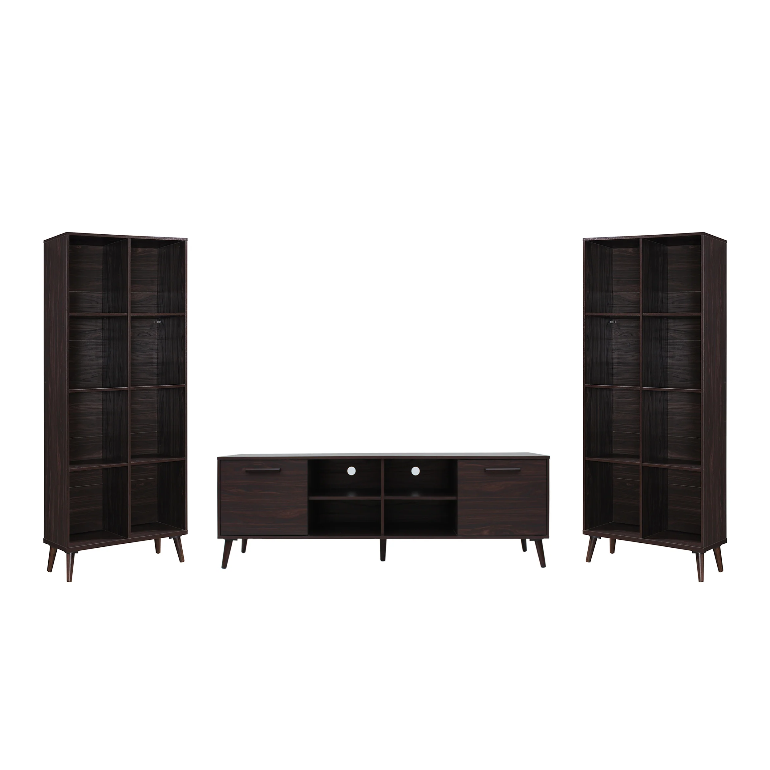 Darcy Mid Century 3 Piece TV Stand & Bookcases Set - furnishings
