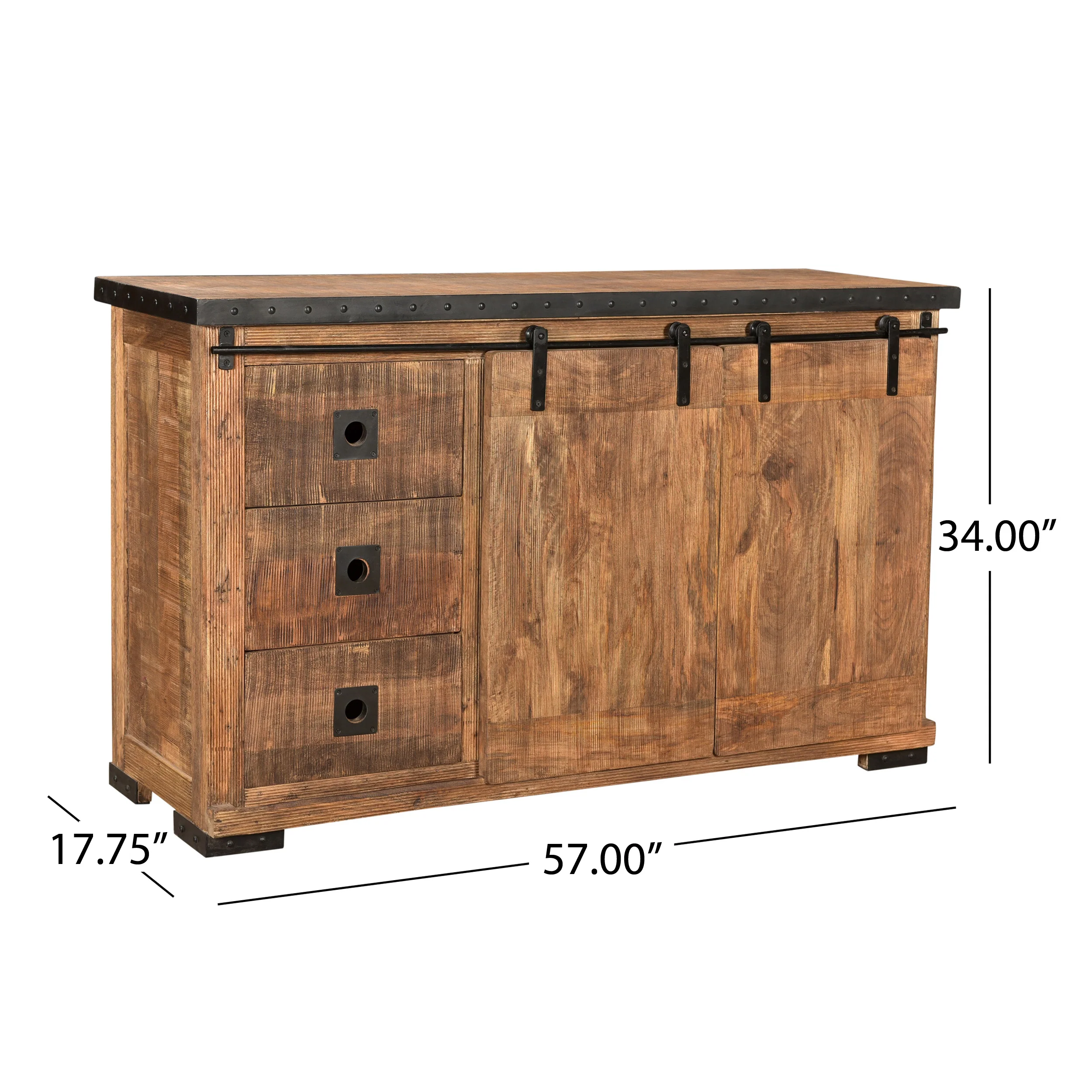 Phoebe Modern Industrial Mango Wood Sideboard, Natural Finish and Black - furnishings