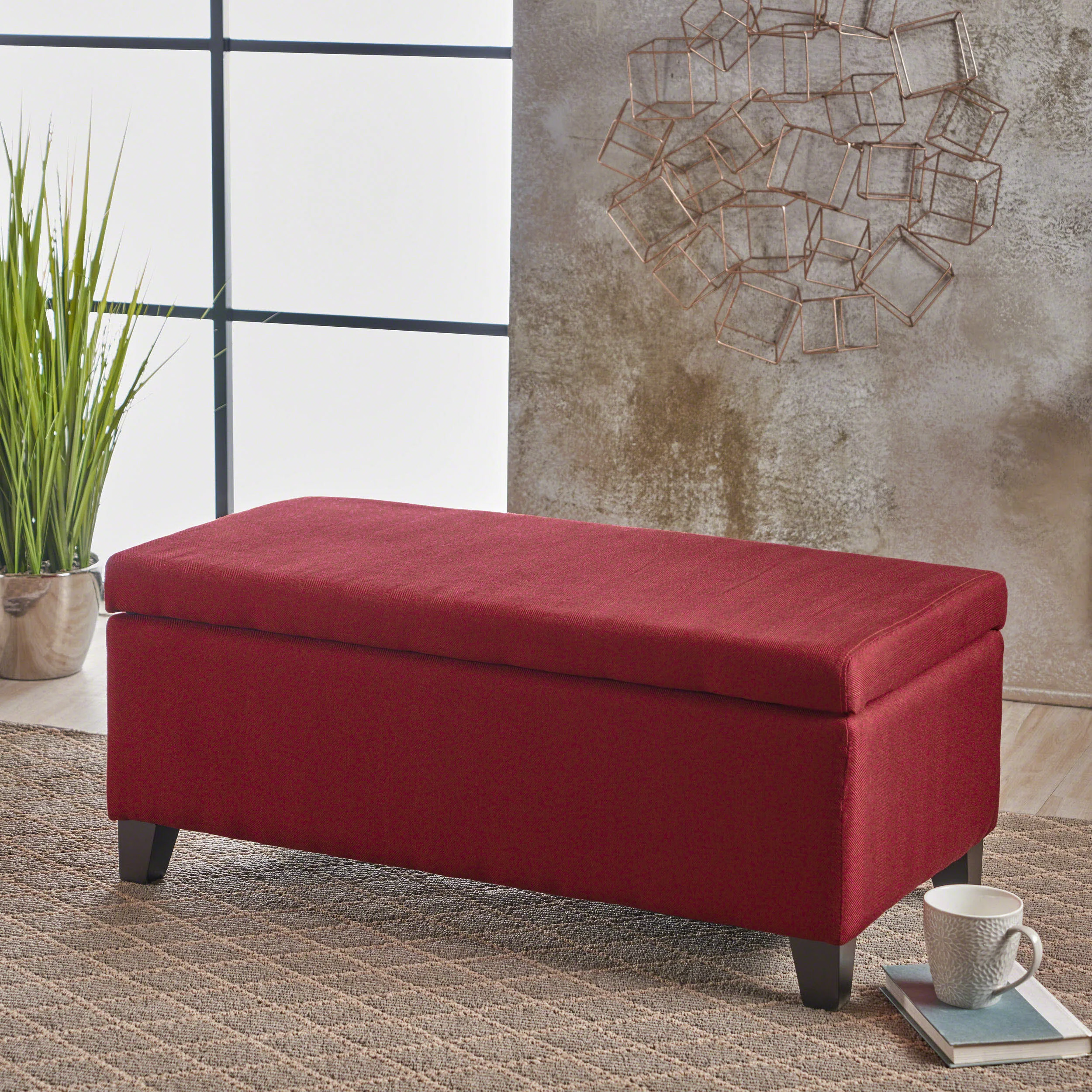Brianna Rectangle Fabric Storage Ottoman Bench - furnishings