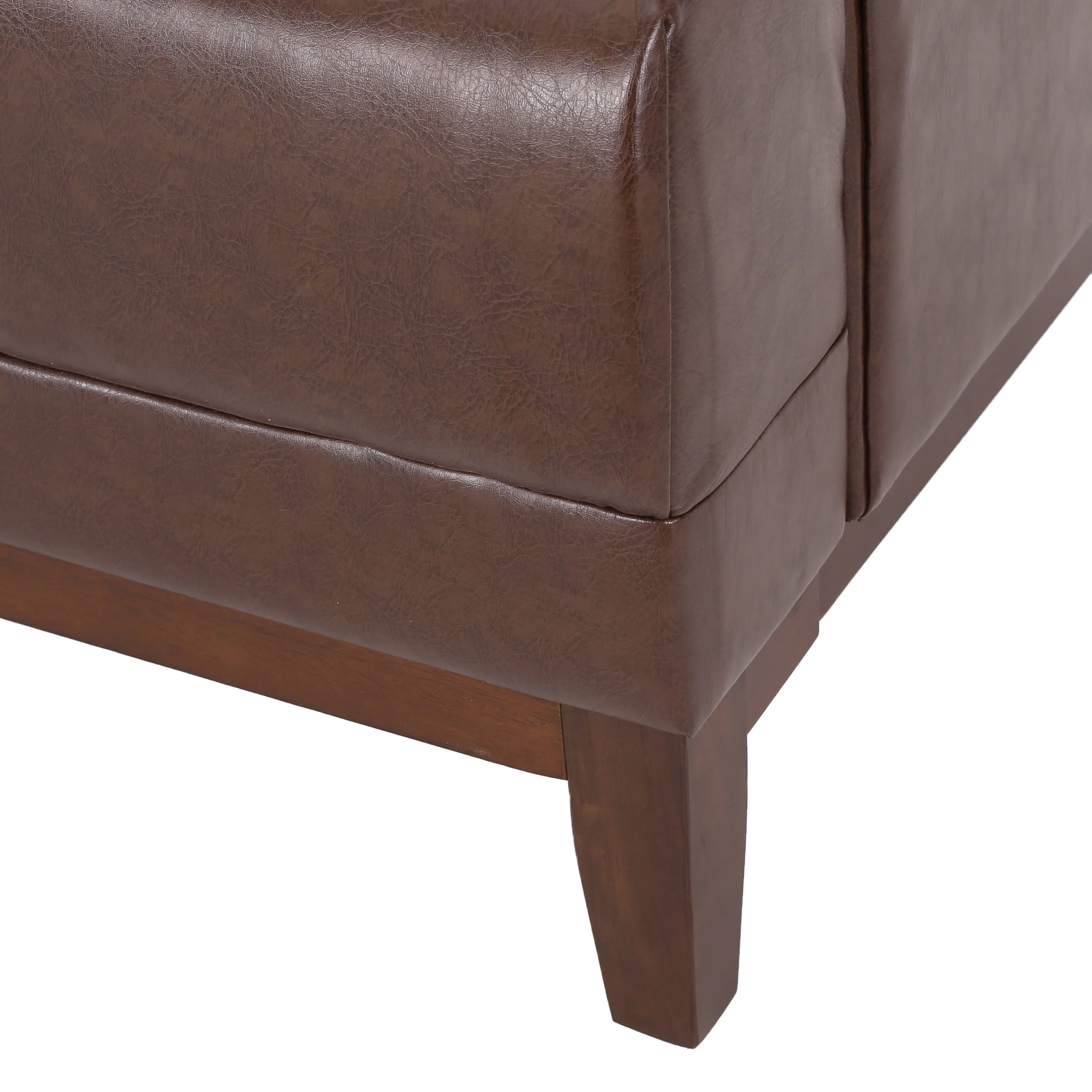 Stefan Mid Century Modern Faux Leather Tufted 3 Seater Sofa - furnishings