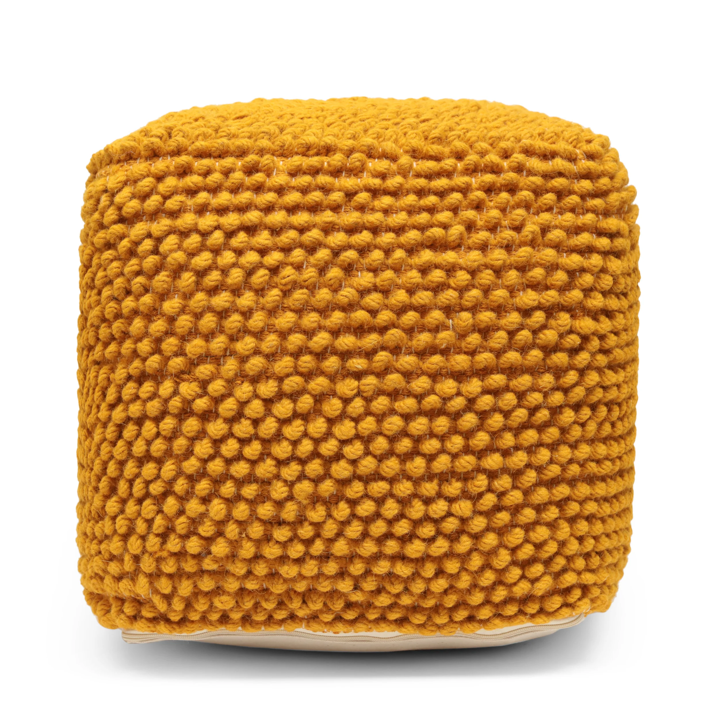 Devries Boho Handcrafted Tufted Fabric Cube Pouf - furnishings