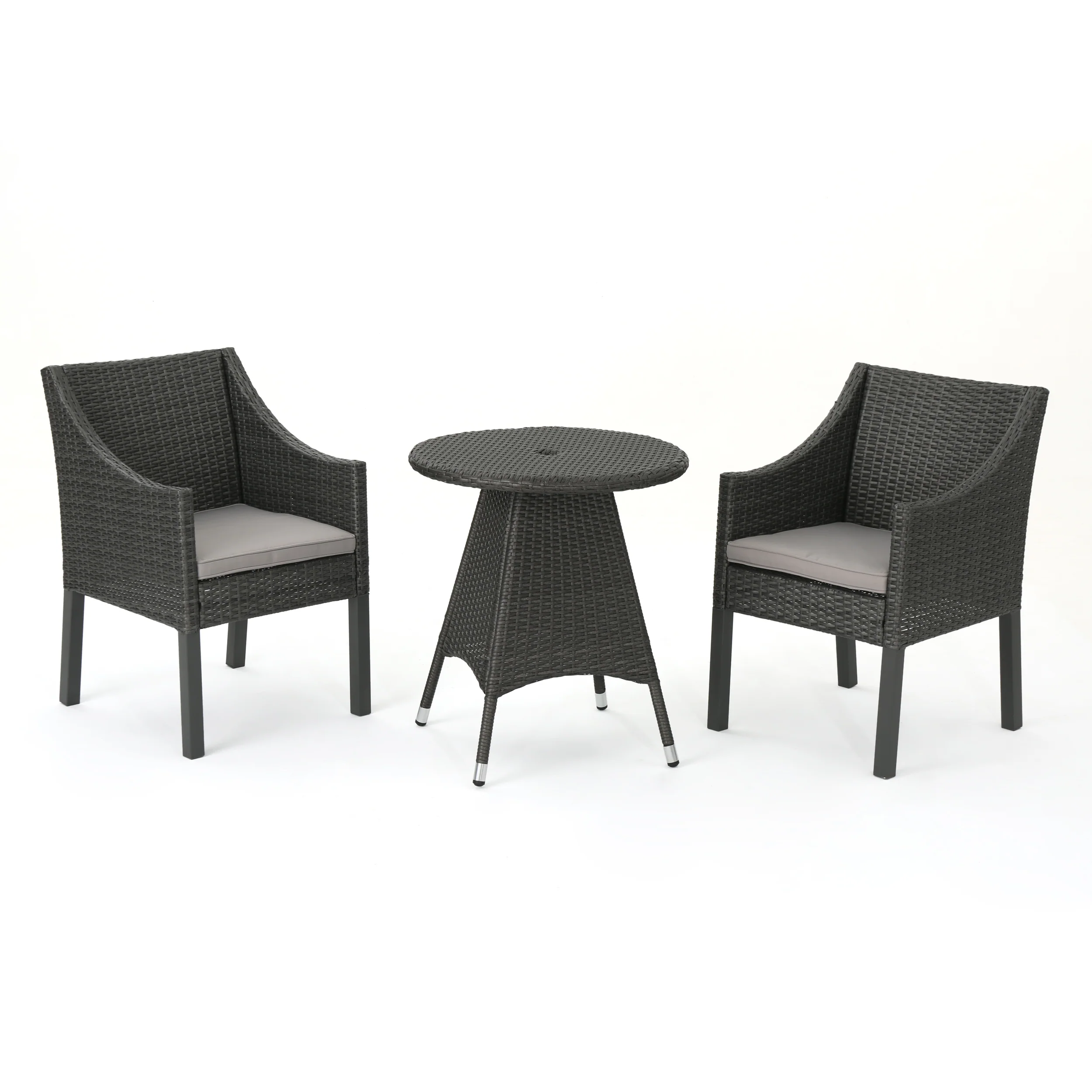 Frances Outdoor 3 Piece Wicker Dining Set with Water Resistant Cushions - furnishings