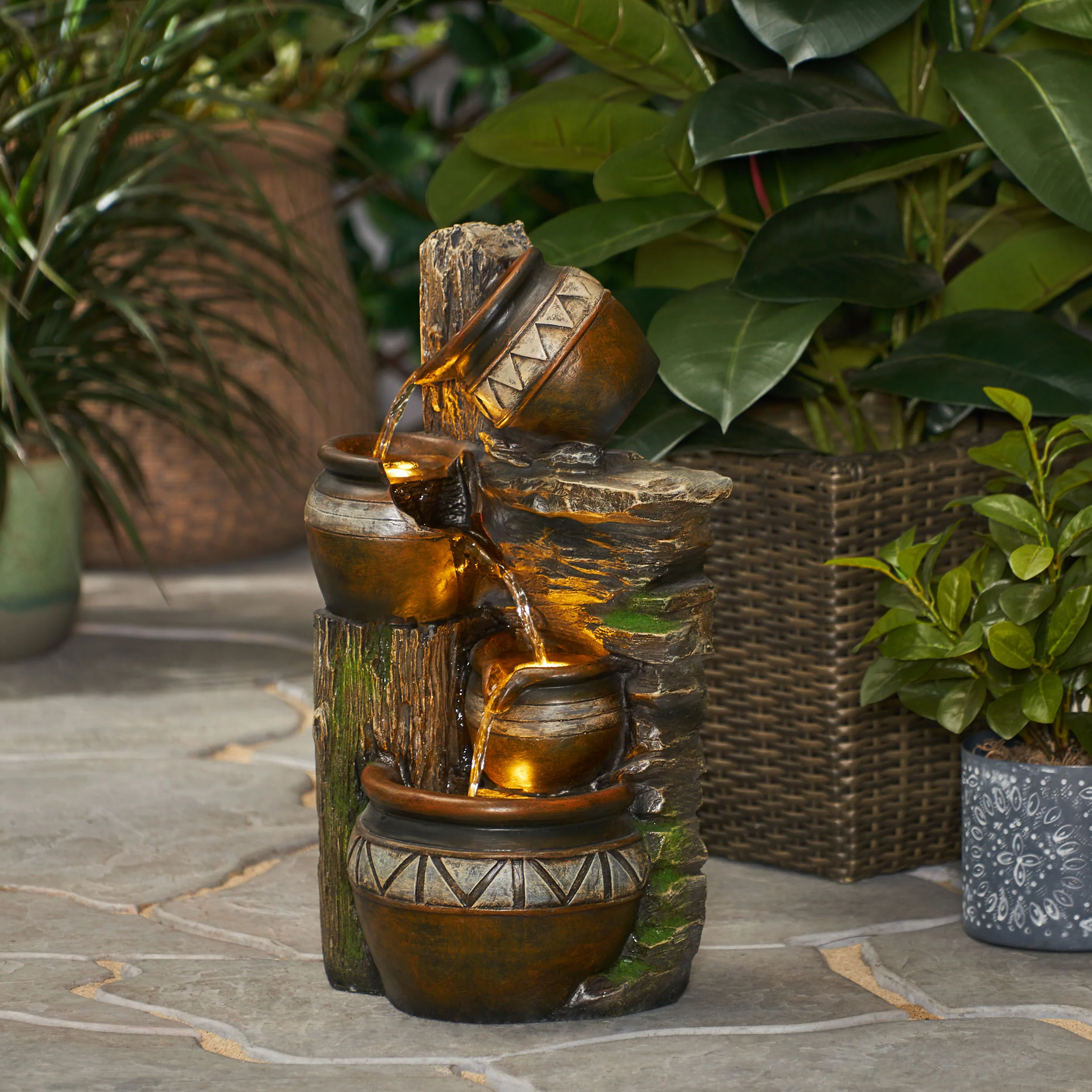 Gwinnett Outdoor 4 Tier Jar Fountain - furnishings