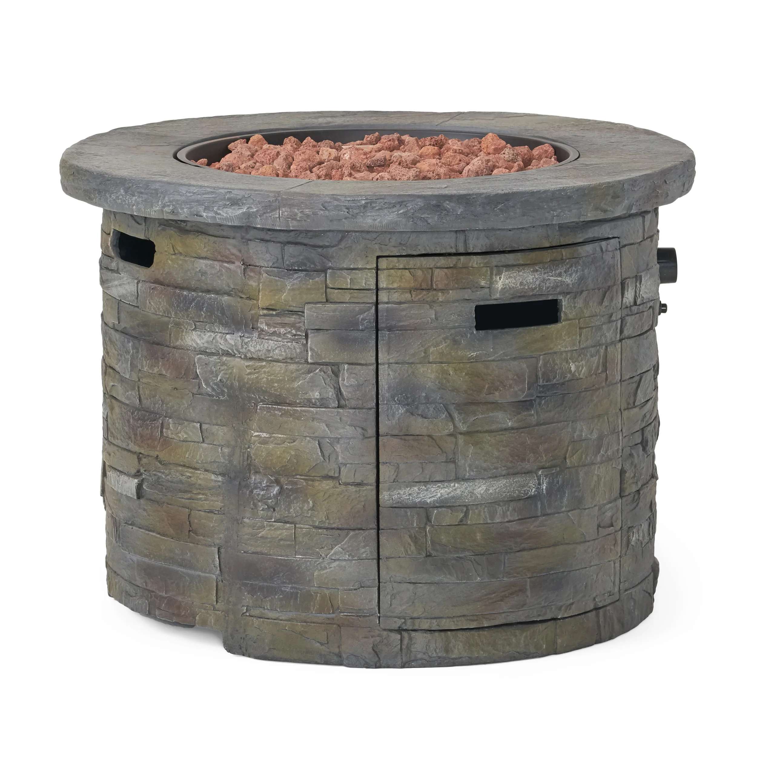 Arlana Outdoor 40,000 BTU Lightweight Concrete Circular Fire Pit - furnishings